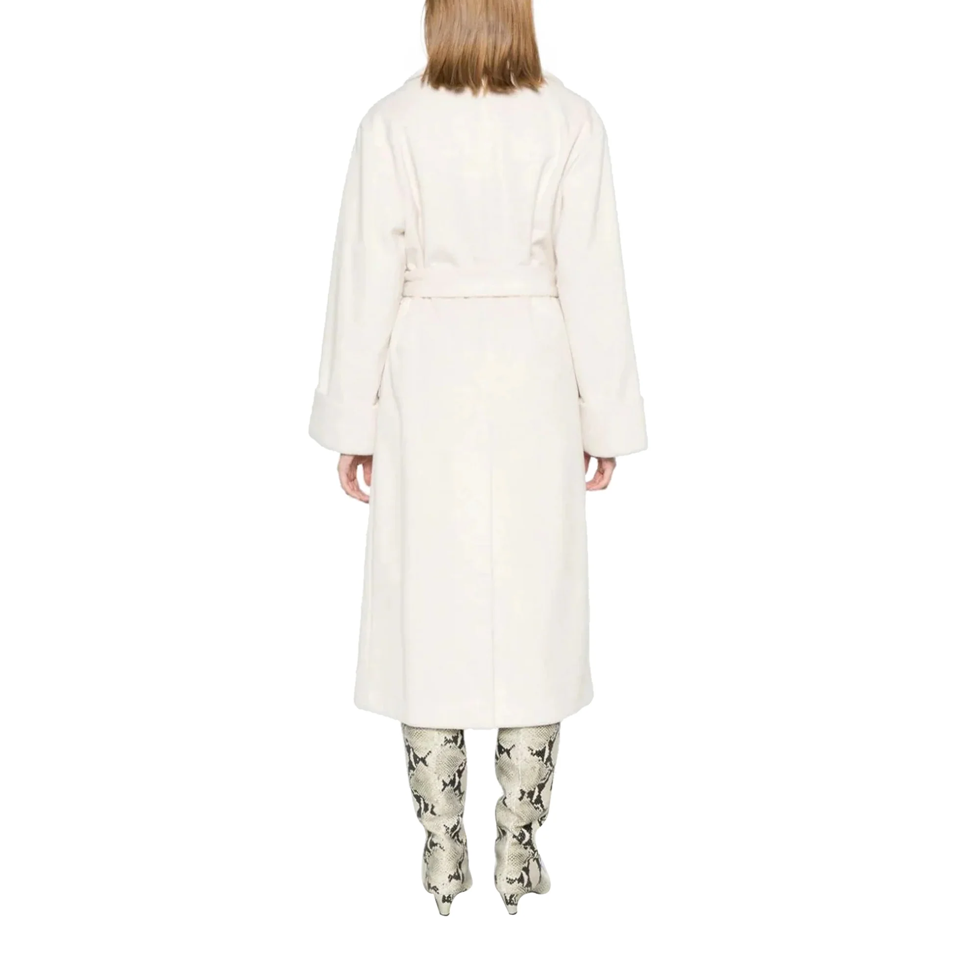 Cappotto lungo Donna chevron lurex Bianco - Image 4