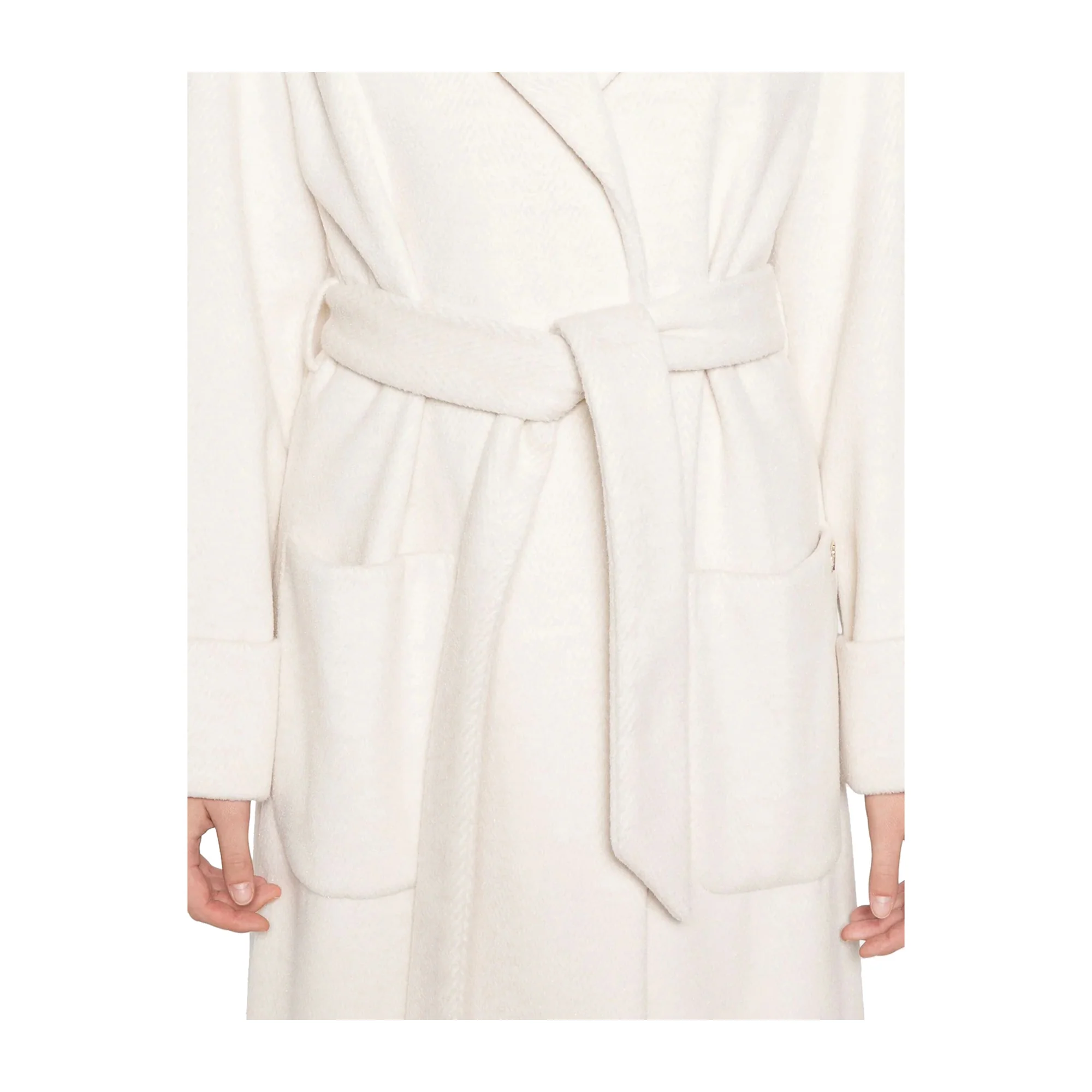 Cappotto lungo Donna chevron lurex Bianco - Image 5