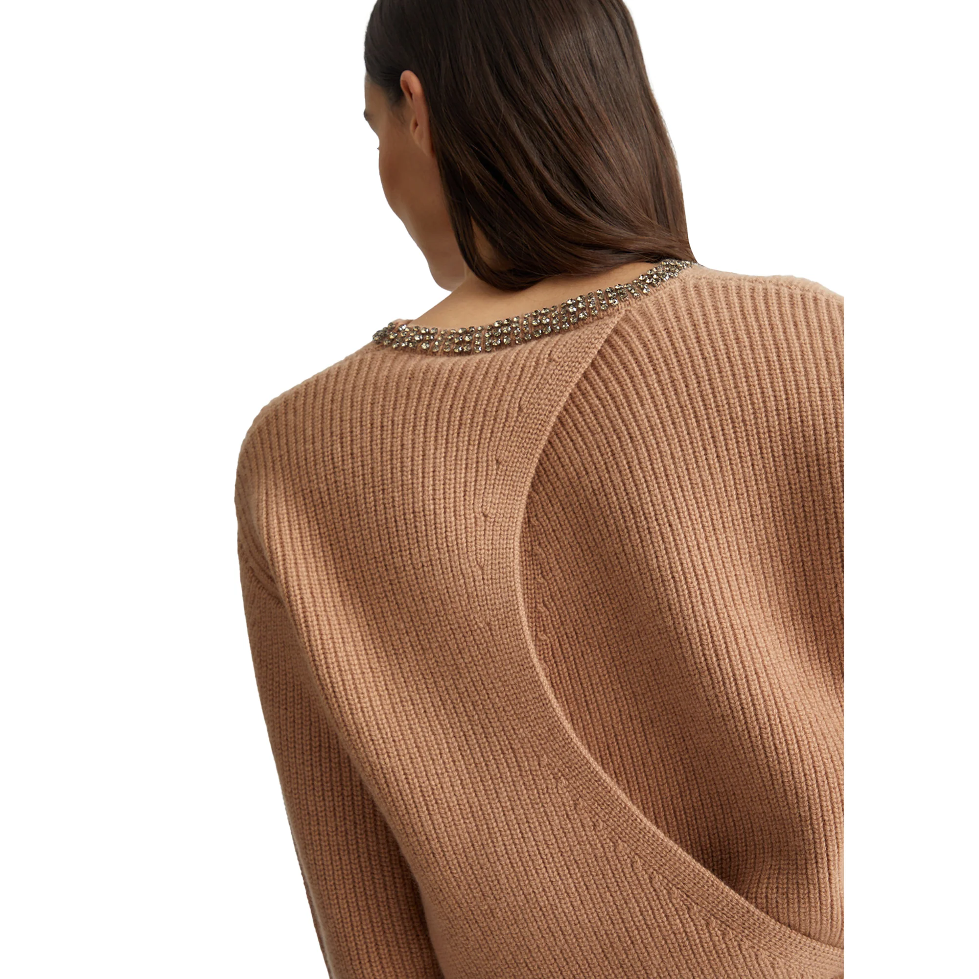 Maglia Donna in lana con girocollo strass - Image 4