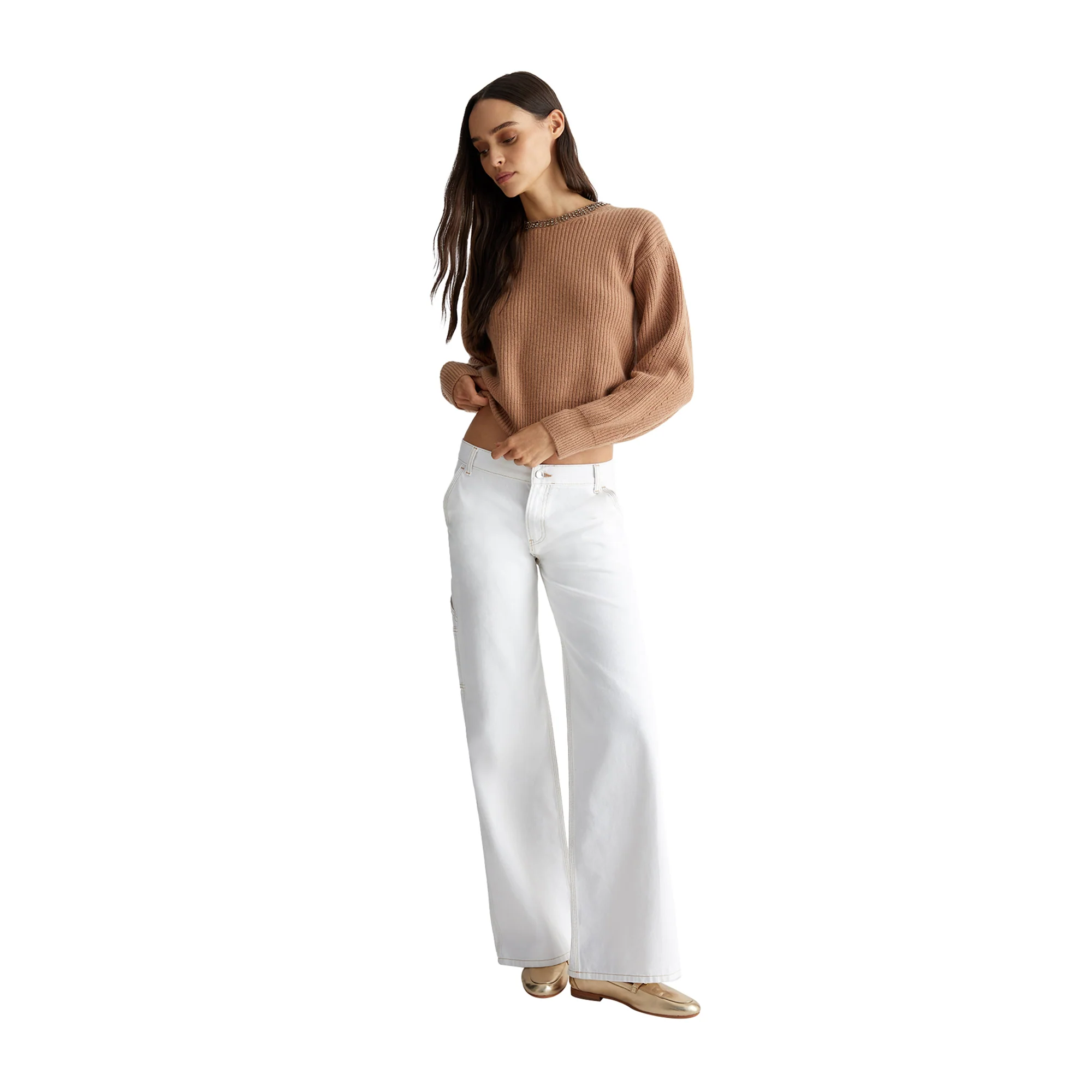 Maglia Donna in lana con girocollo strass - Image 5