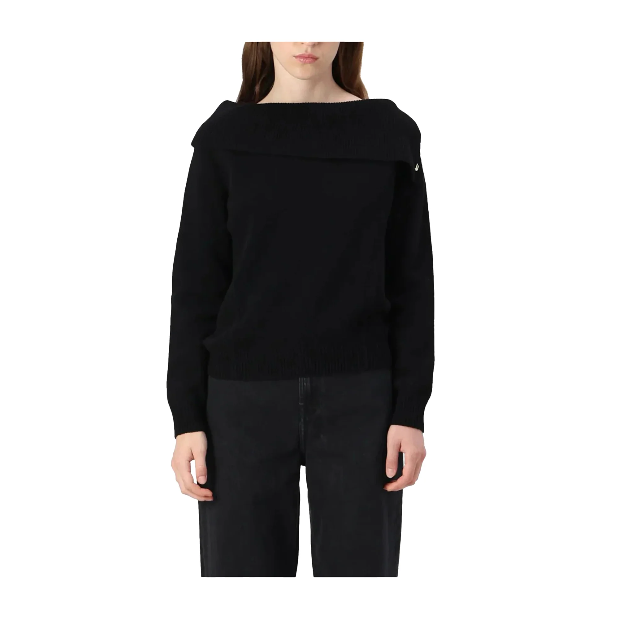 Maglia Donna con risvolto Nero - Image 2