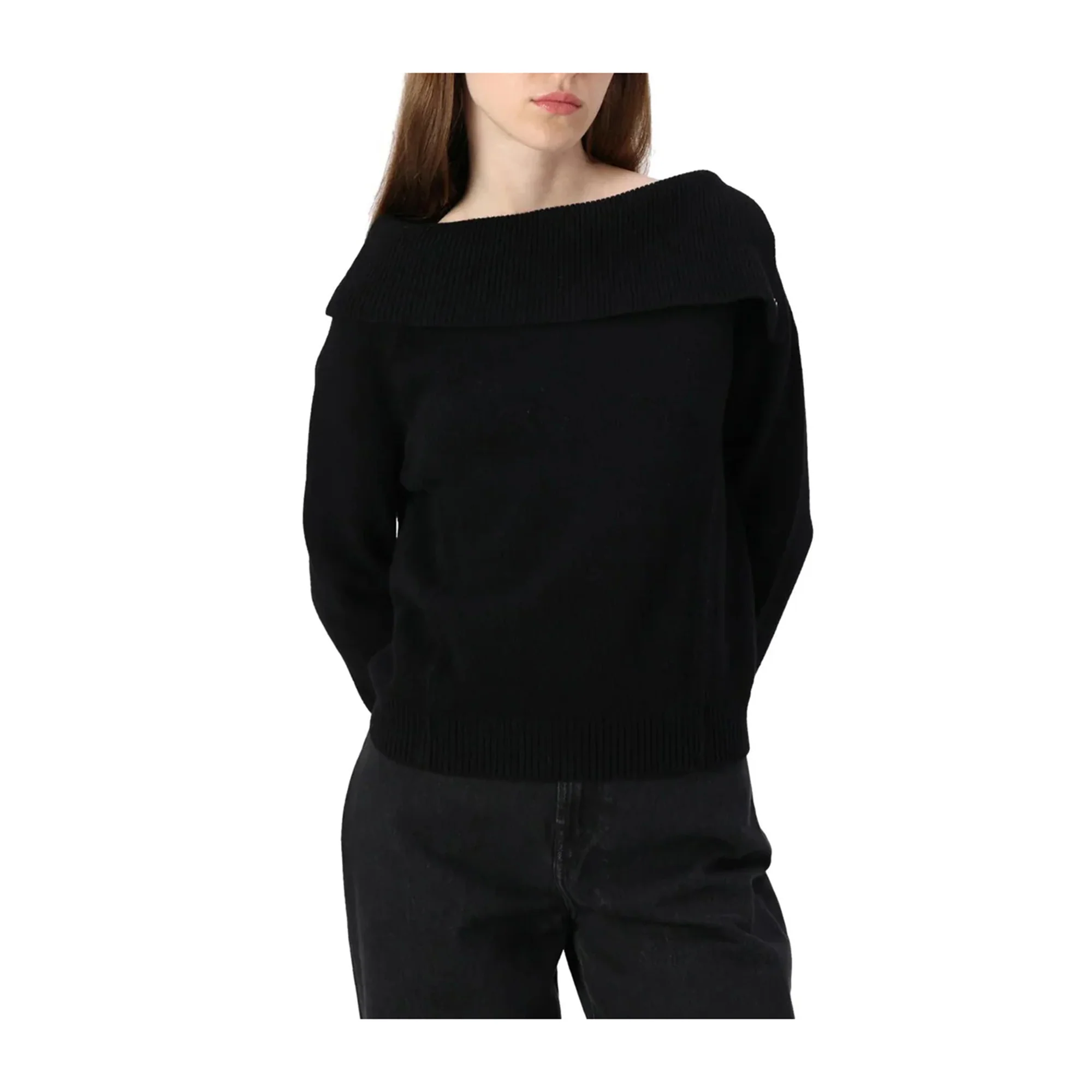 Maglia Donna con risvolto Nero - Image 3