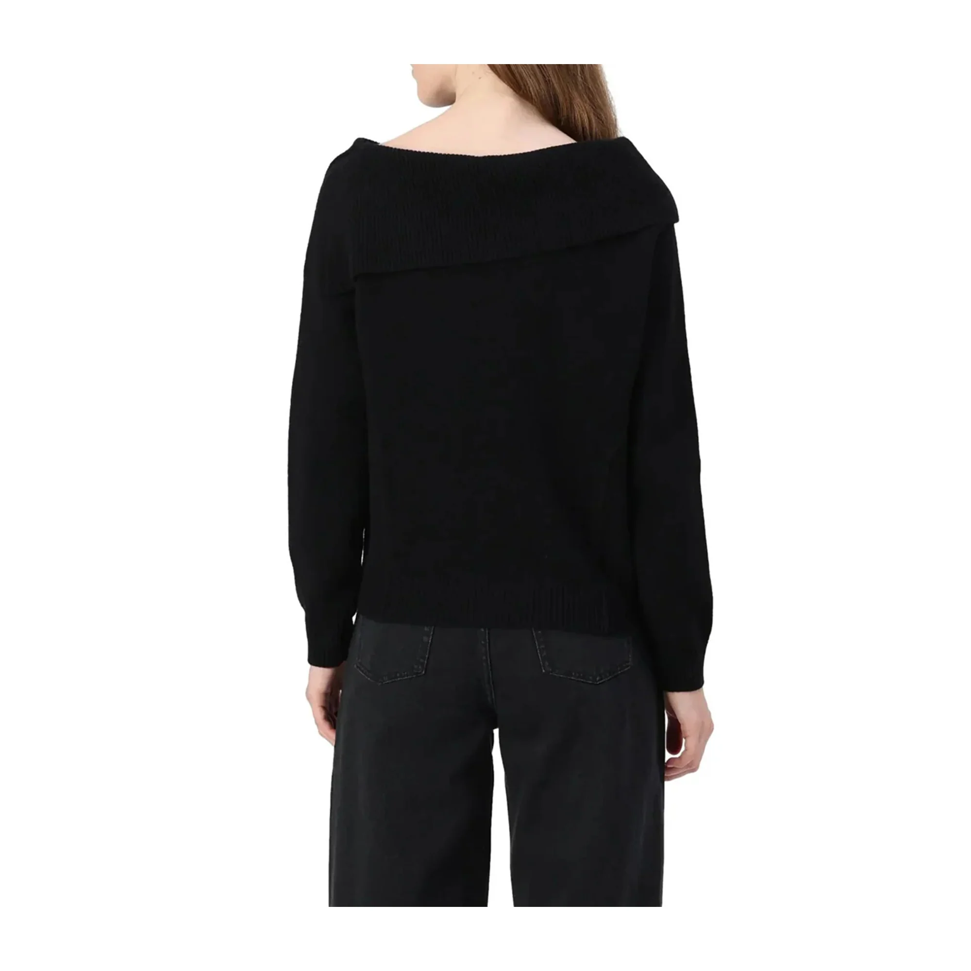 Maglia Donna con risvolto Nero - Image 4