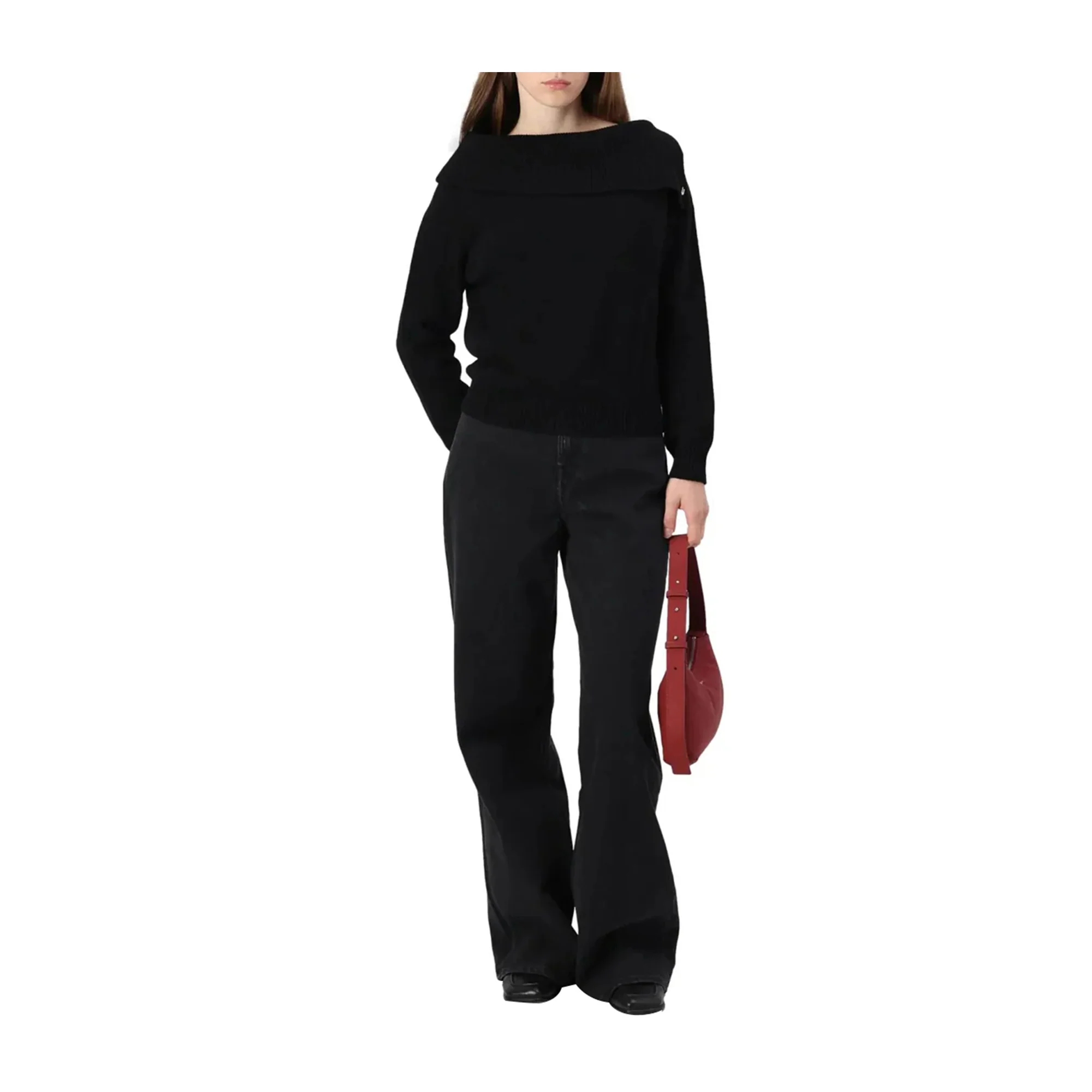 Maglia Donna con risvolto Nero - Image 6