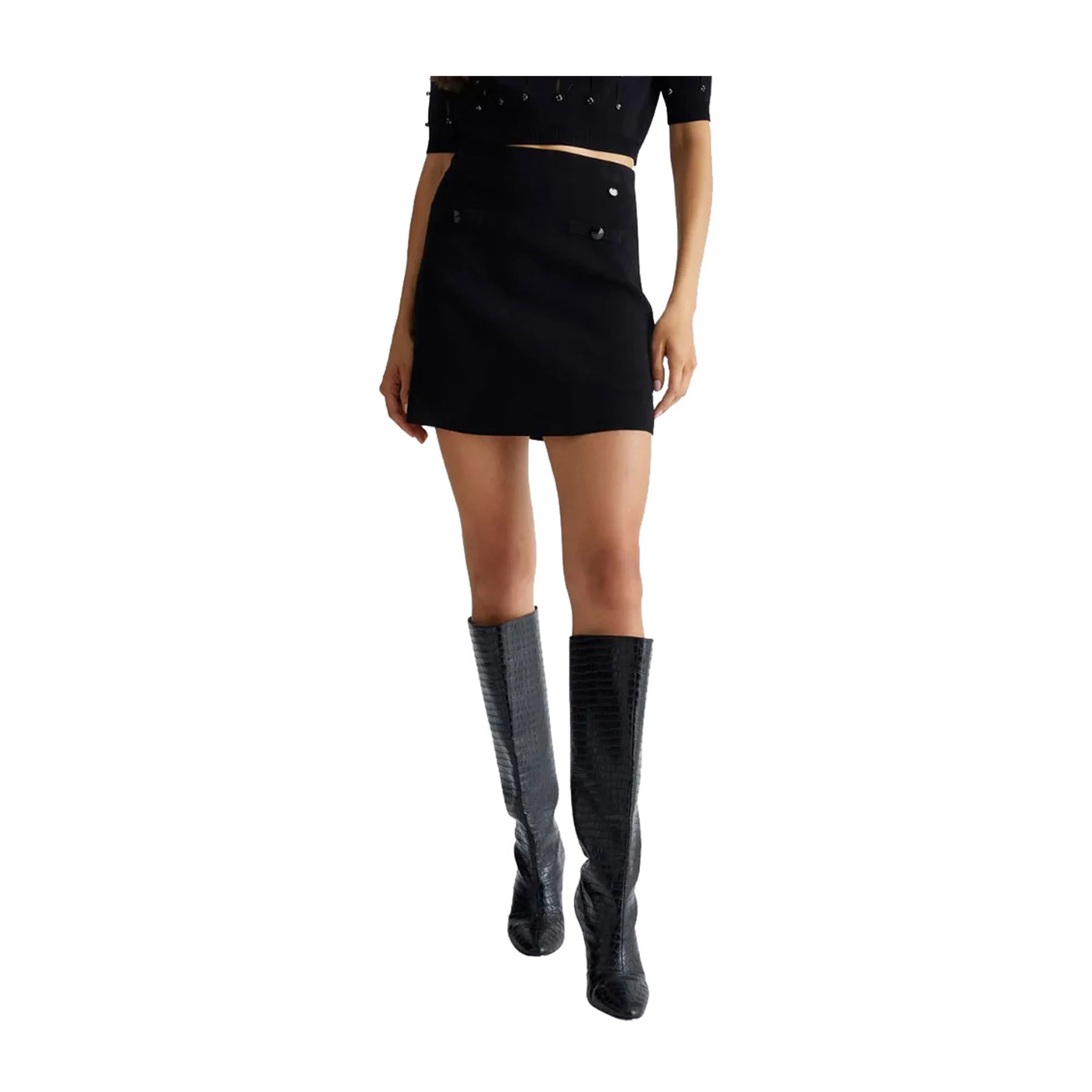 Gonna Donna in maglia nera modello mini