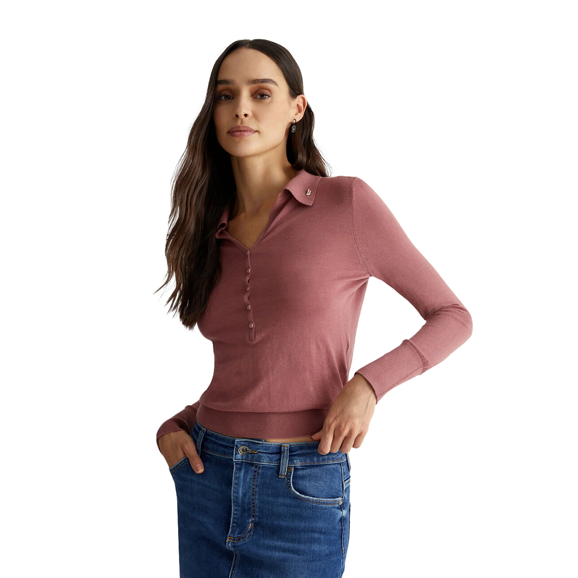Polo Donna in misto cashmere Rosa - Image 2