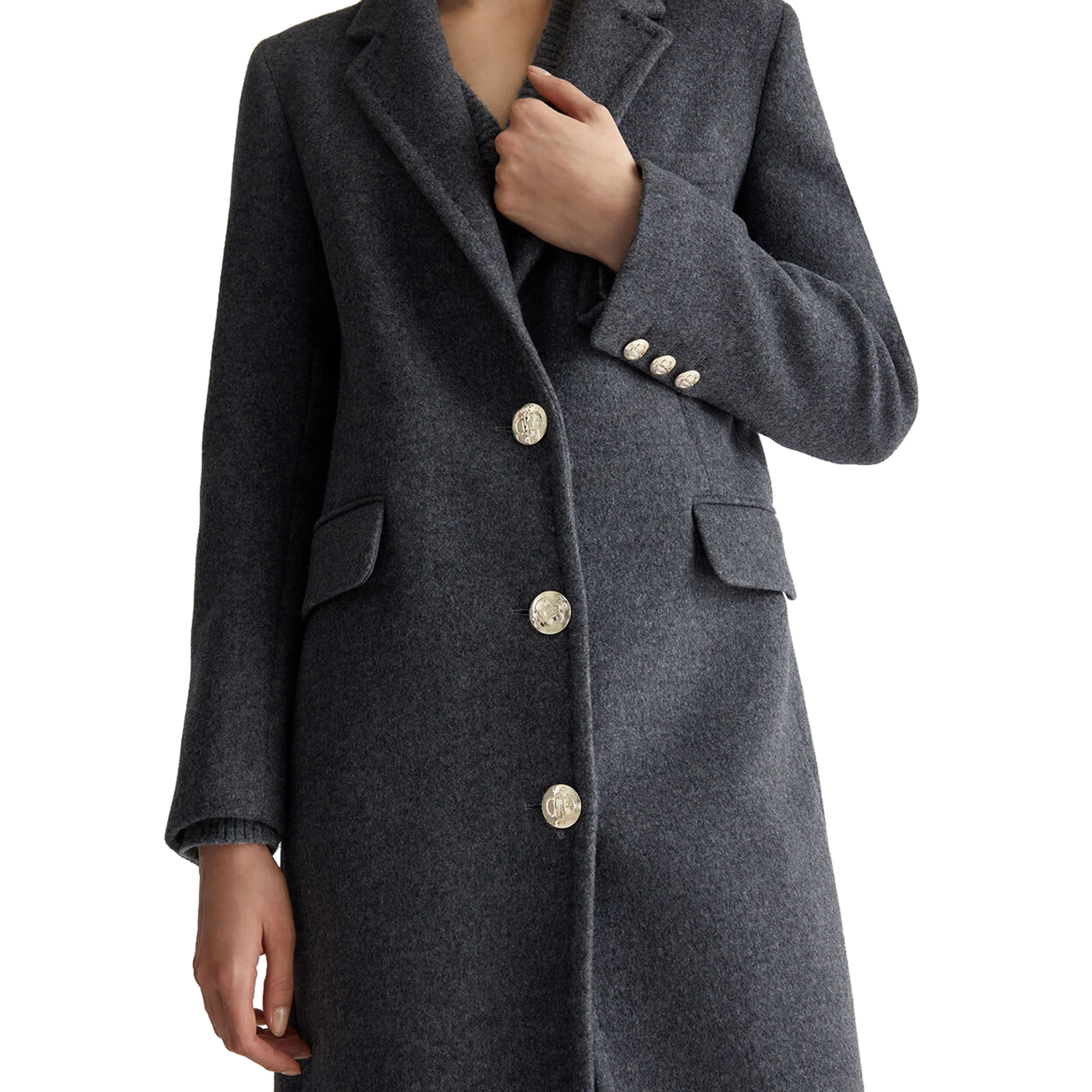 Cappotto Slim Donna in misto lana Grigio - Image 3