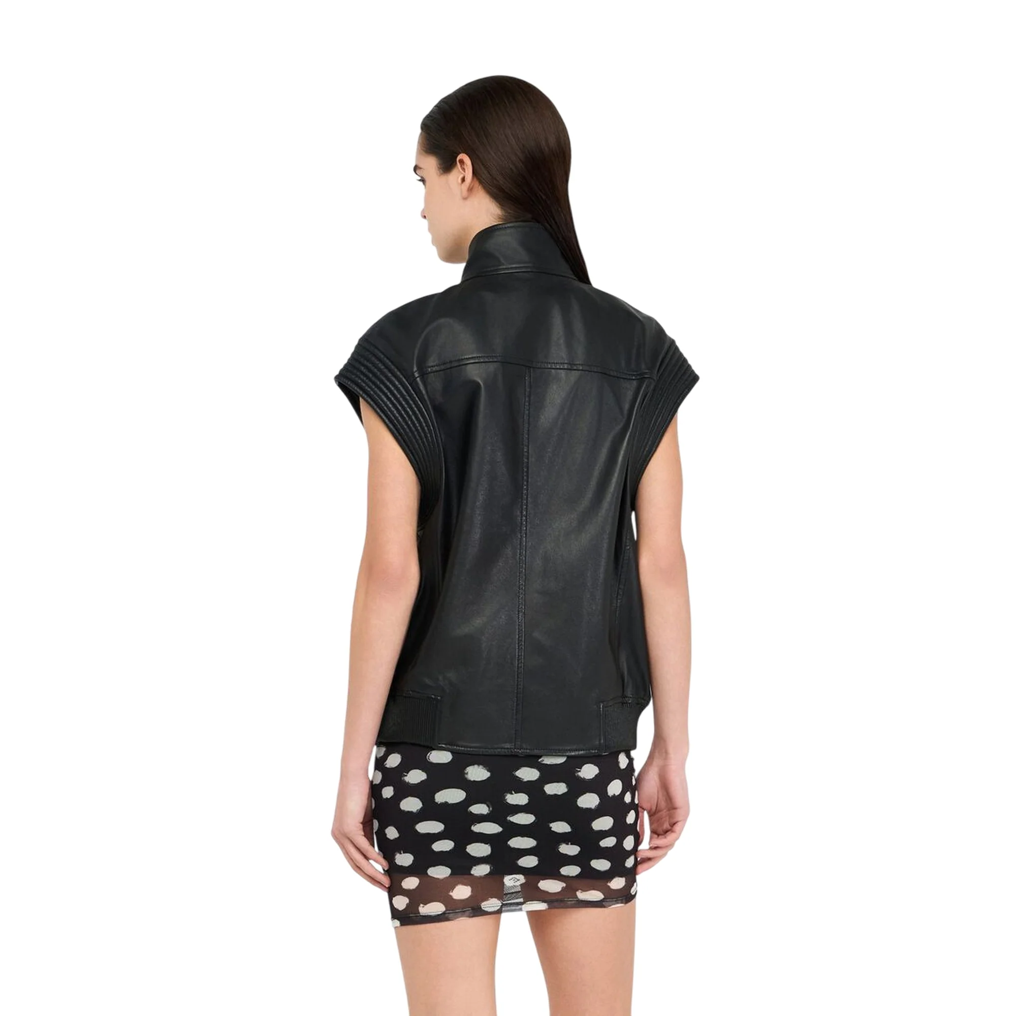 Gilet Donna Oversize in pelle Nero - Image 3