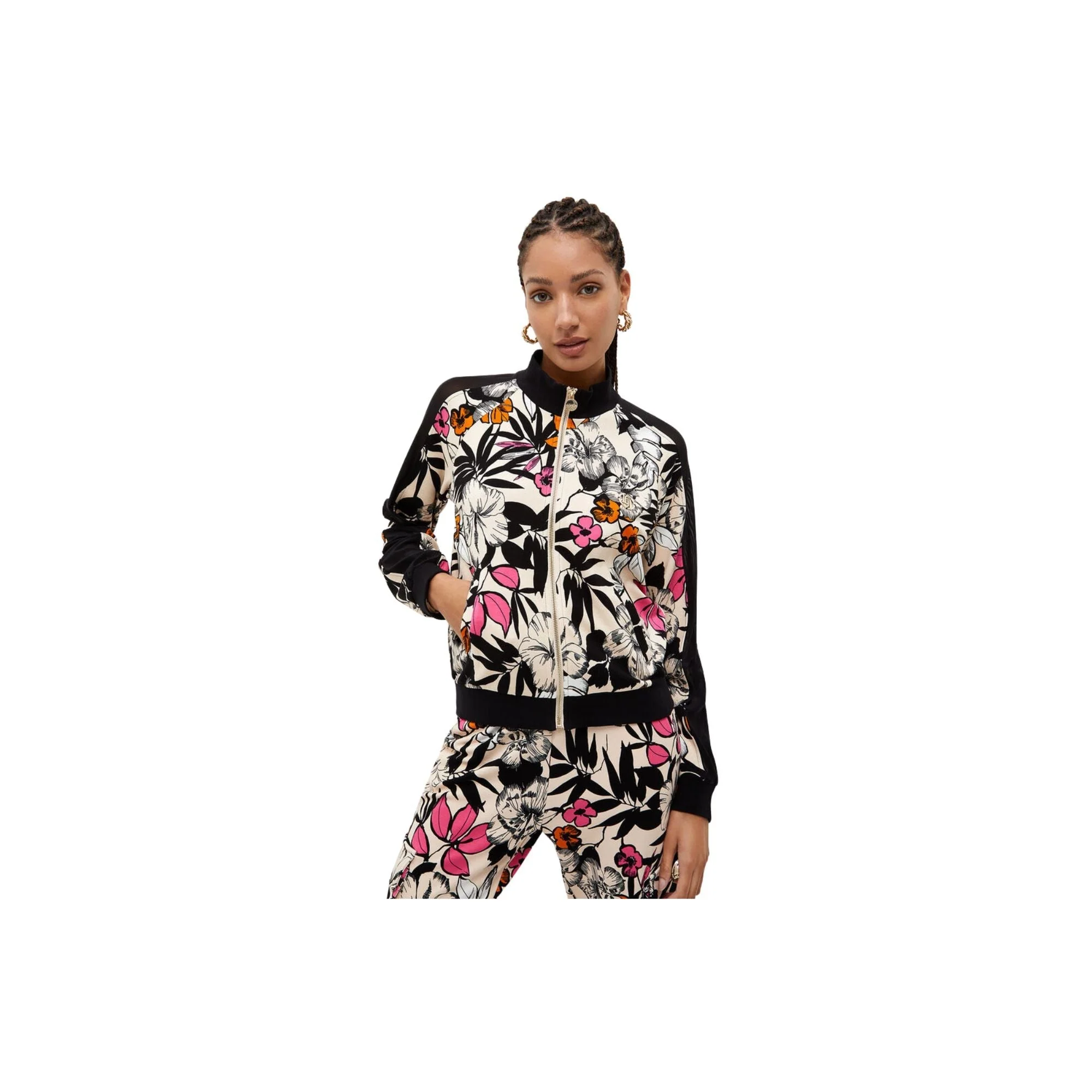 Felpa zip Donna con fantasia floreale - Image 5