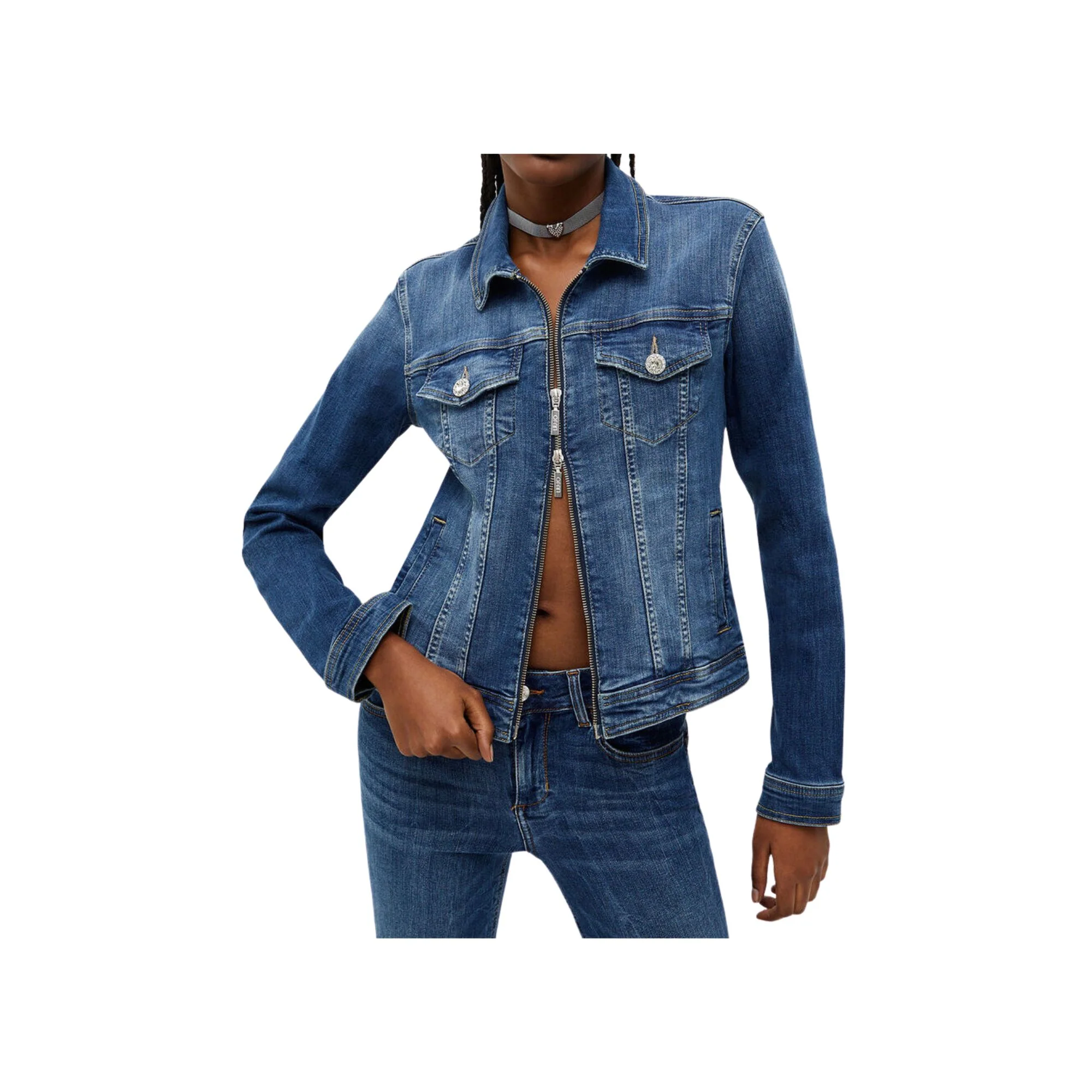 Giubbino Donna in denim con zip - Image 2