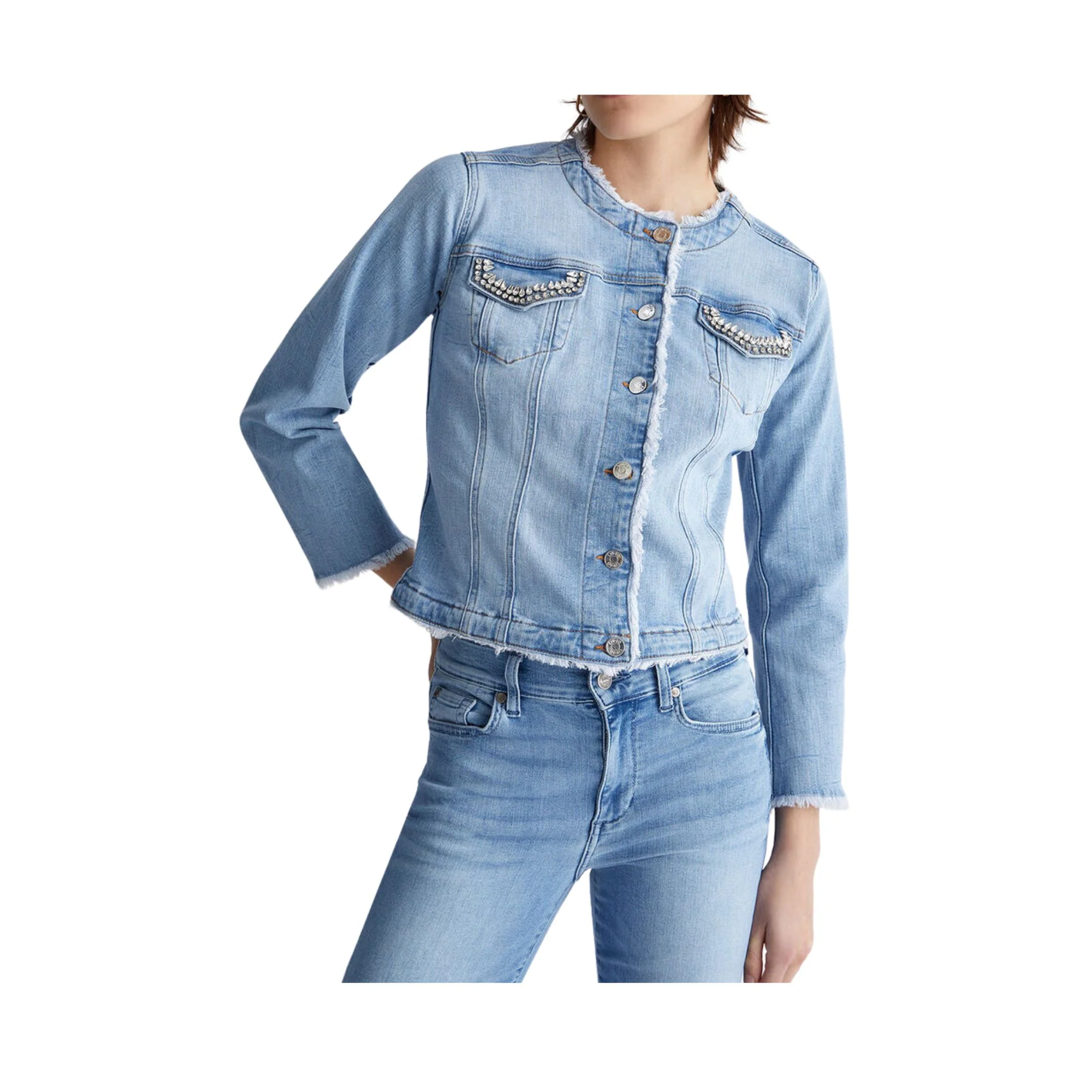 Giubbotto Donna in denim con dettagli gioiello - Image 2