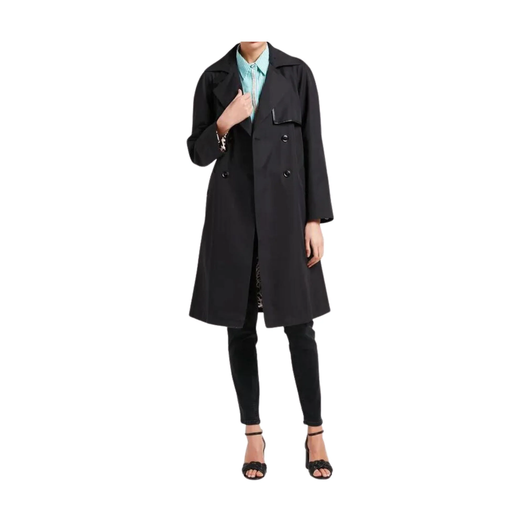 Trench Donna lungo a tinta unita - Image 2