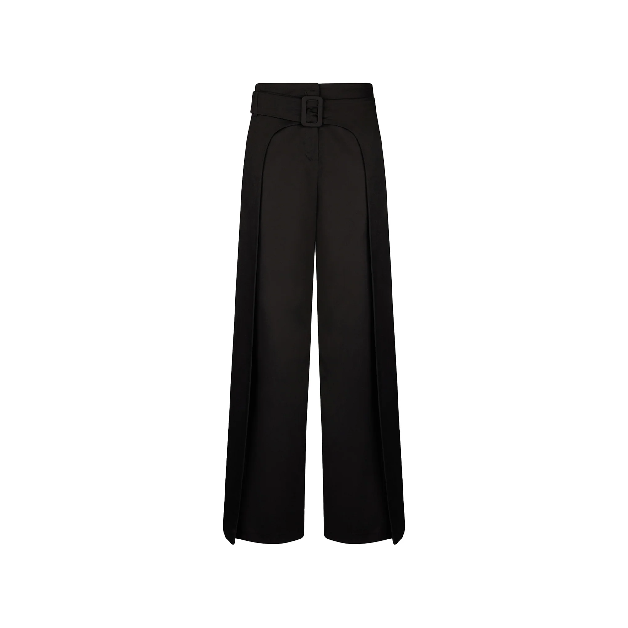 Pantaloni ampi donna con cintura Nero