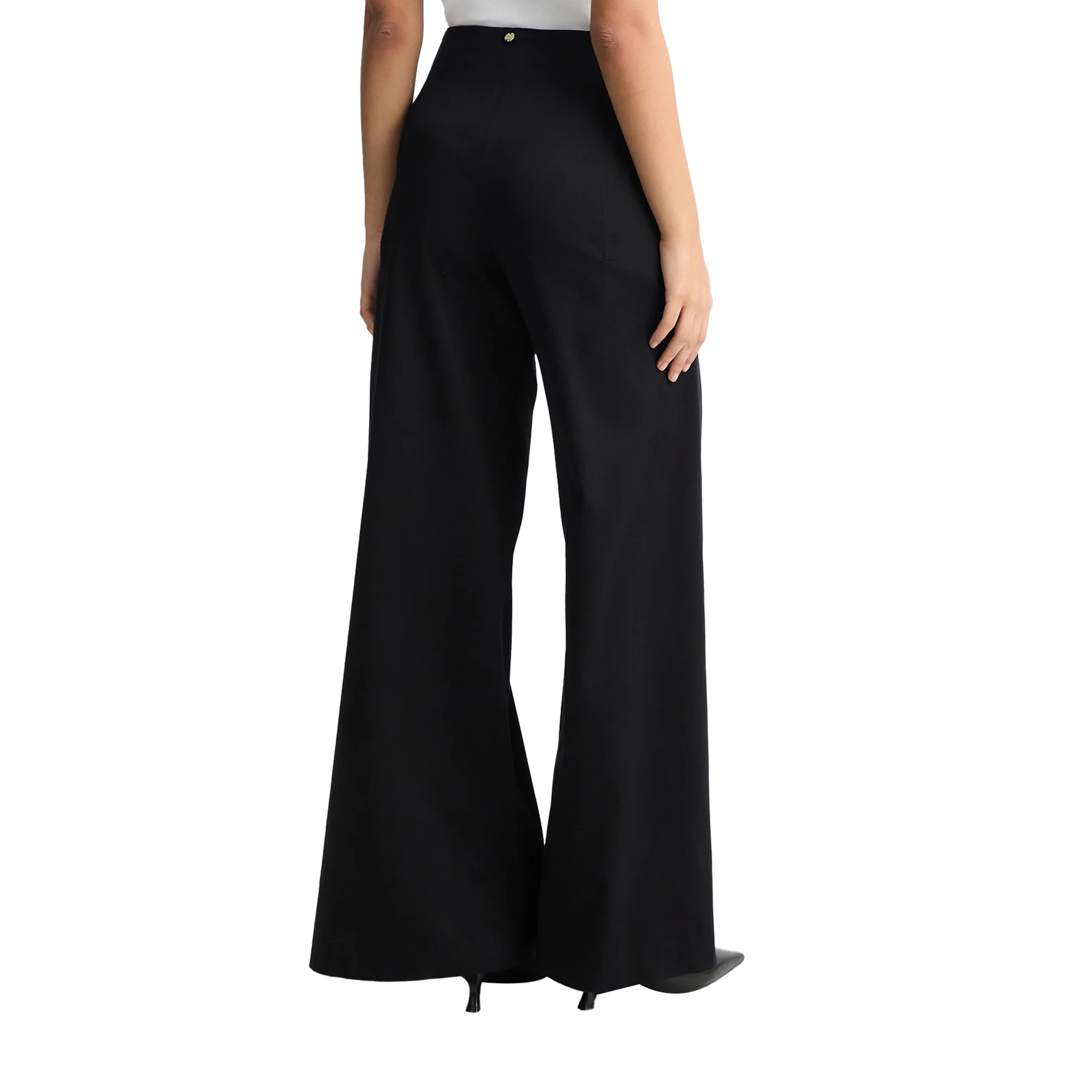 Pantaloni ampi donna con cintura Nero - Image 3