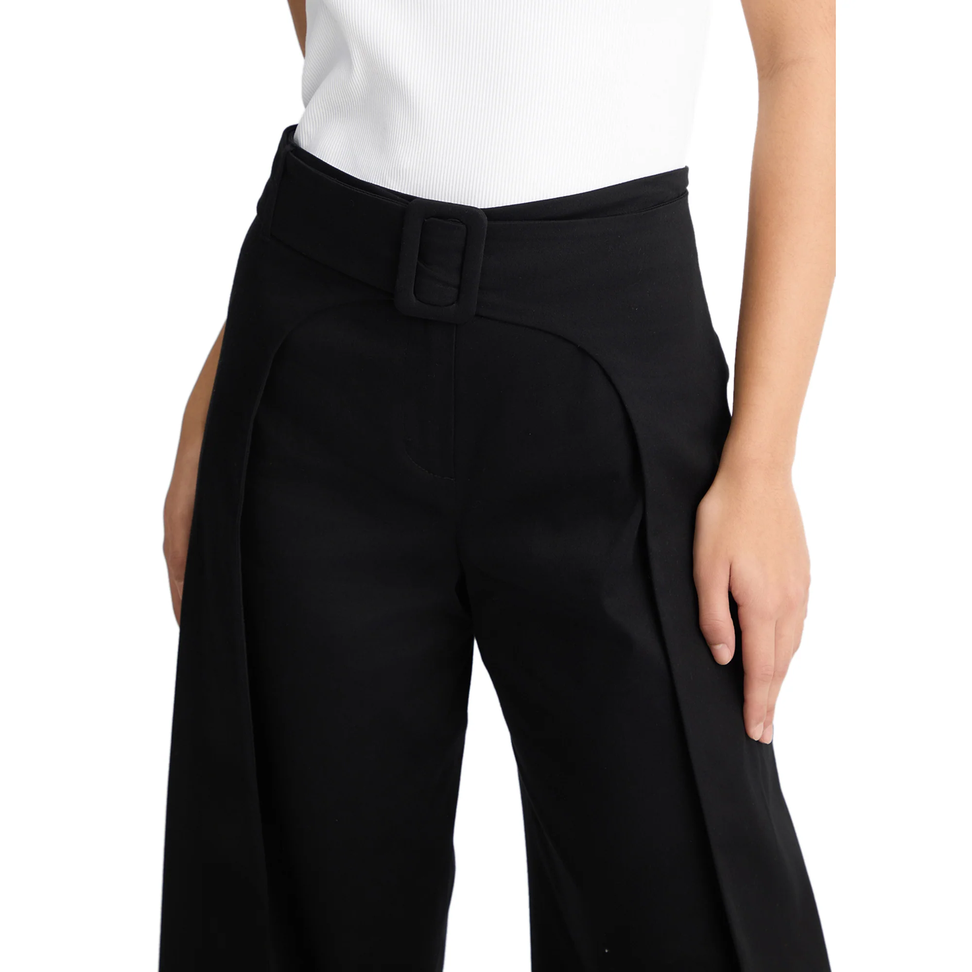 Pantaloni ampi donna con cintura Nero - Image 4