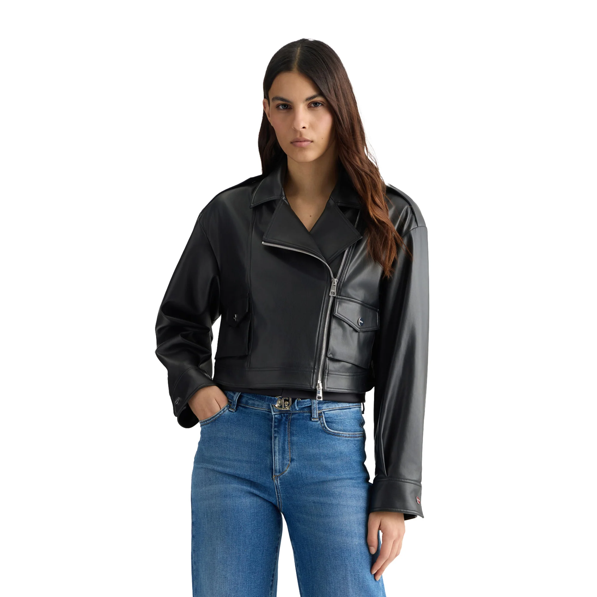 Giacca Donna cropped modello biker - Image 2
