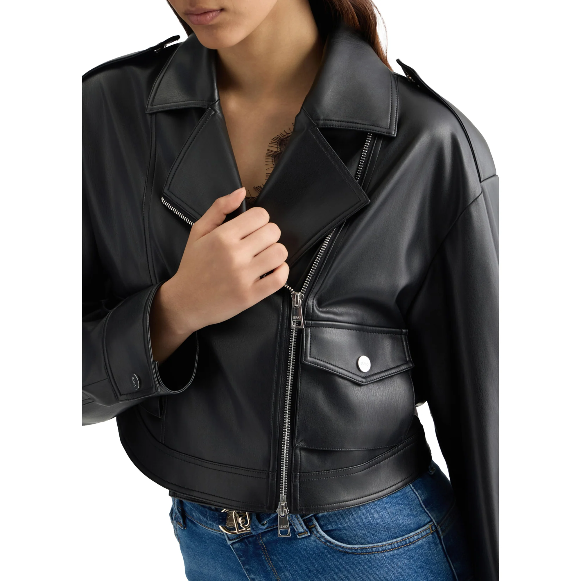 Giacca Donna cropped modello biker - Image 4