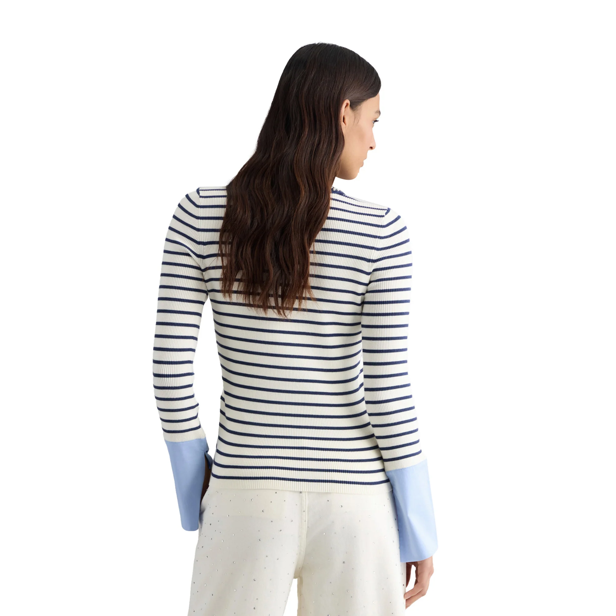 Maglia Donna a righe con colletto e bottoni - Image 3