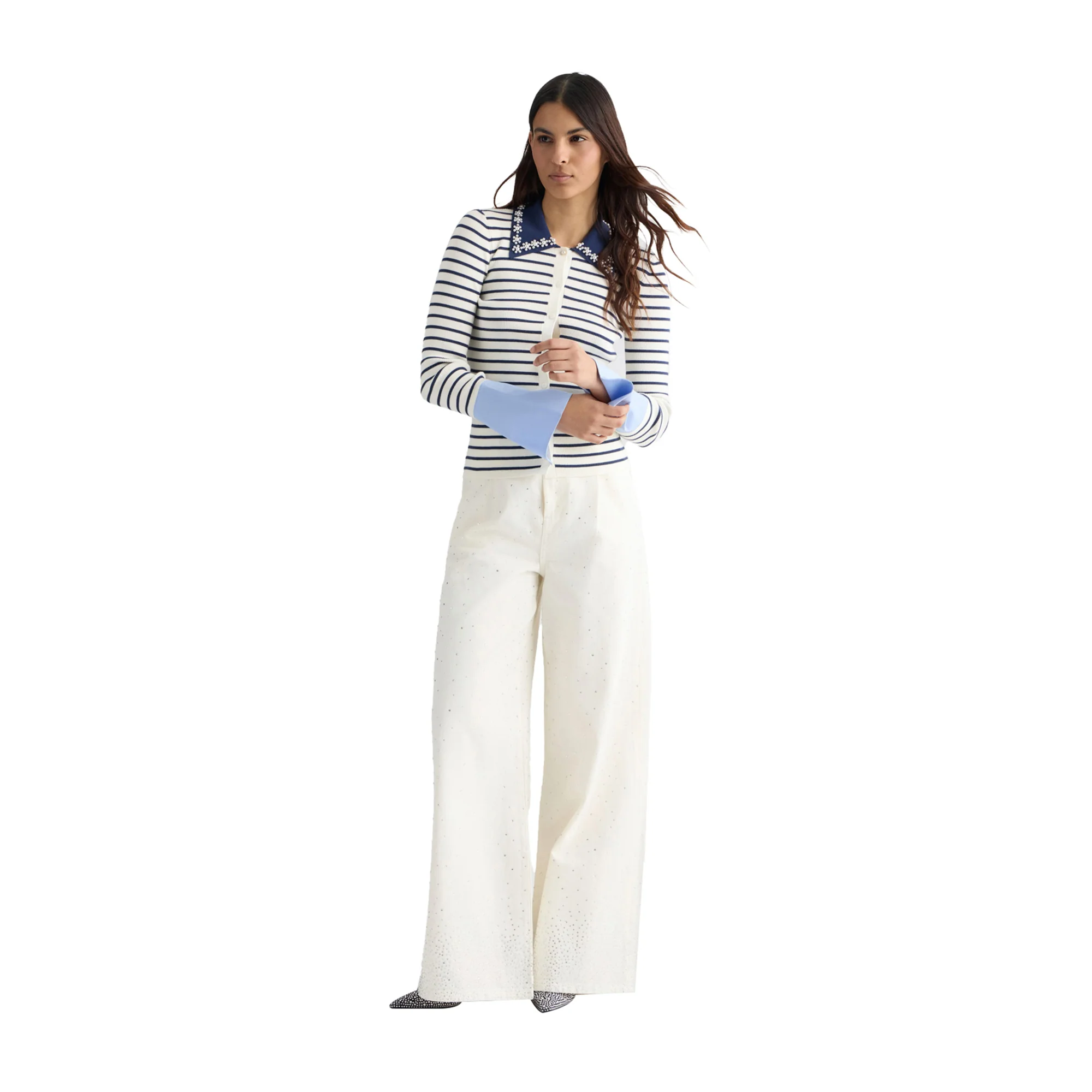Maglia Donna a righe con colletto e bottoni - Image 6