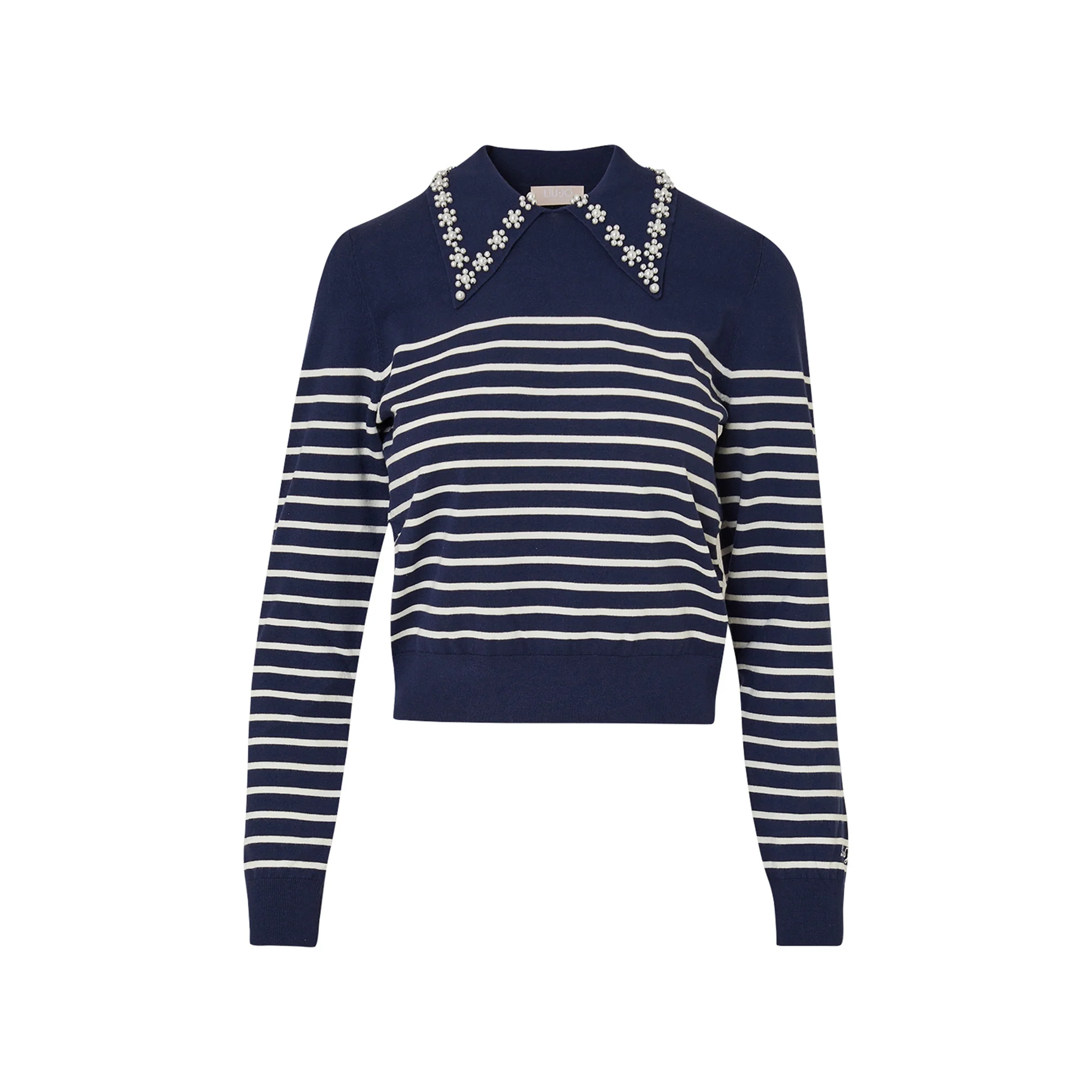 Maglia Donna a righe con colletto Blu
