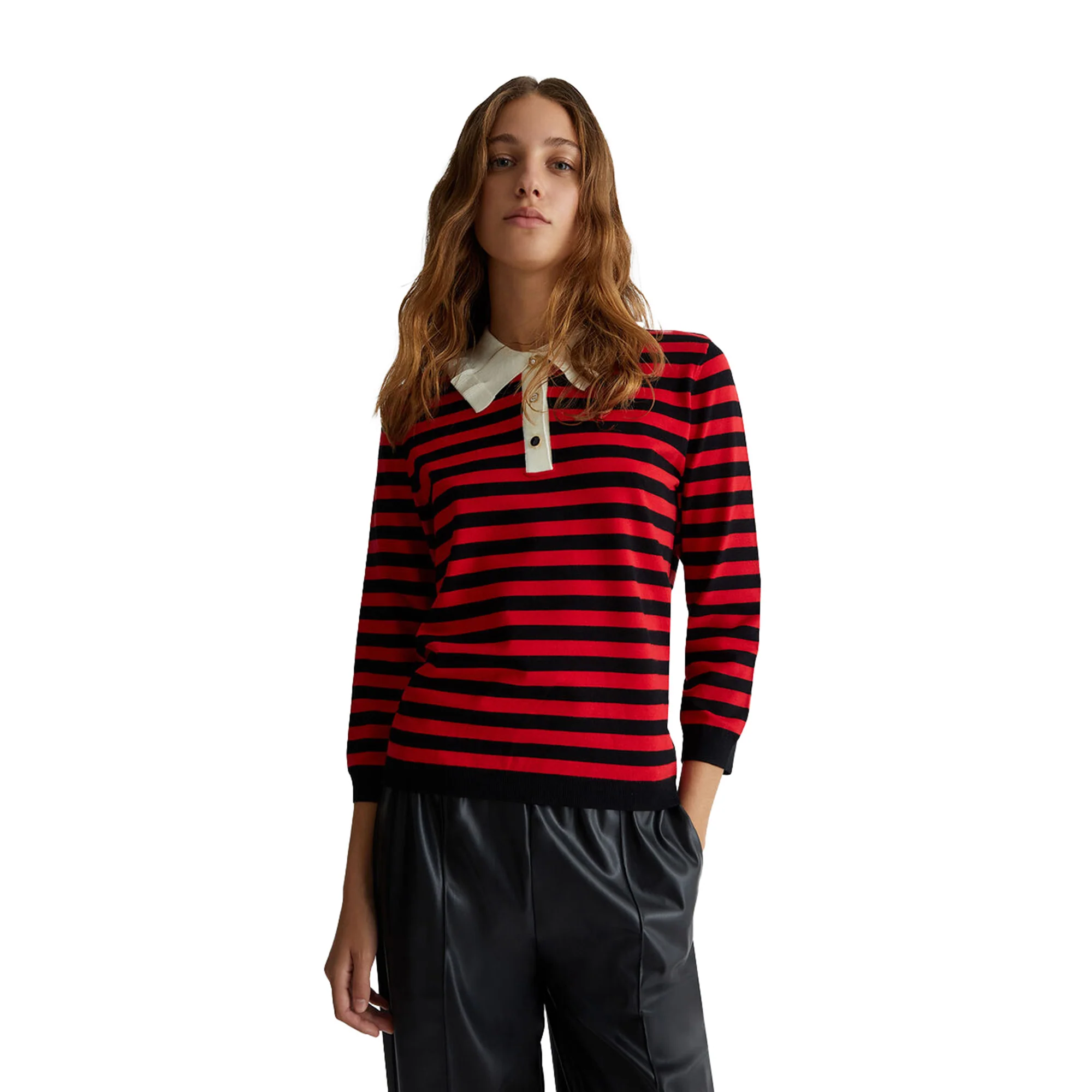 Maglia Donna a righe con bottoni gioiello - Image 2