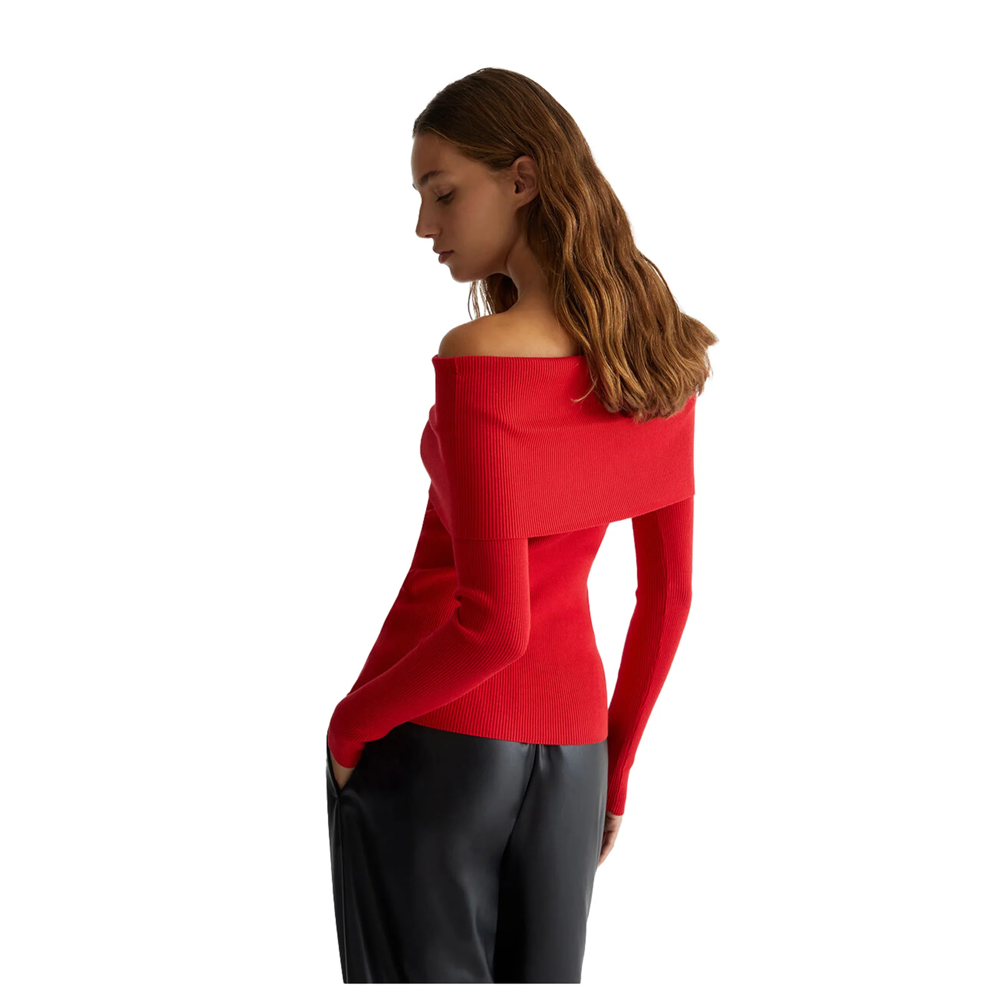 Maglia rossa Donna off-shoulder - Image 3