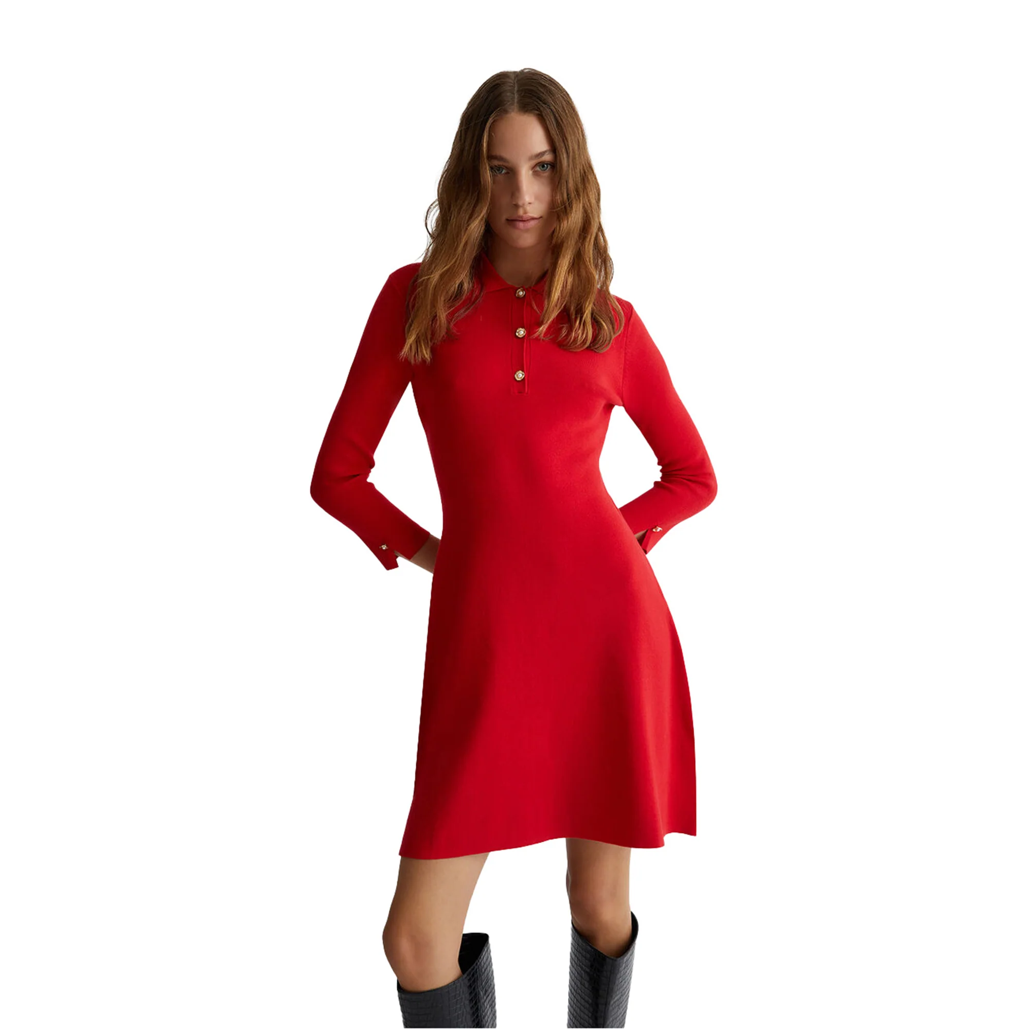 Abito corto Donna in maglia con bottoni gioiello - Image 2