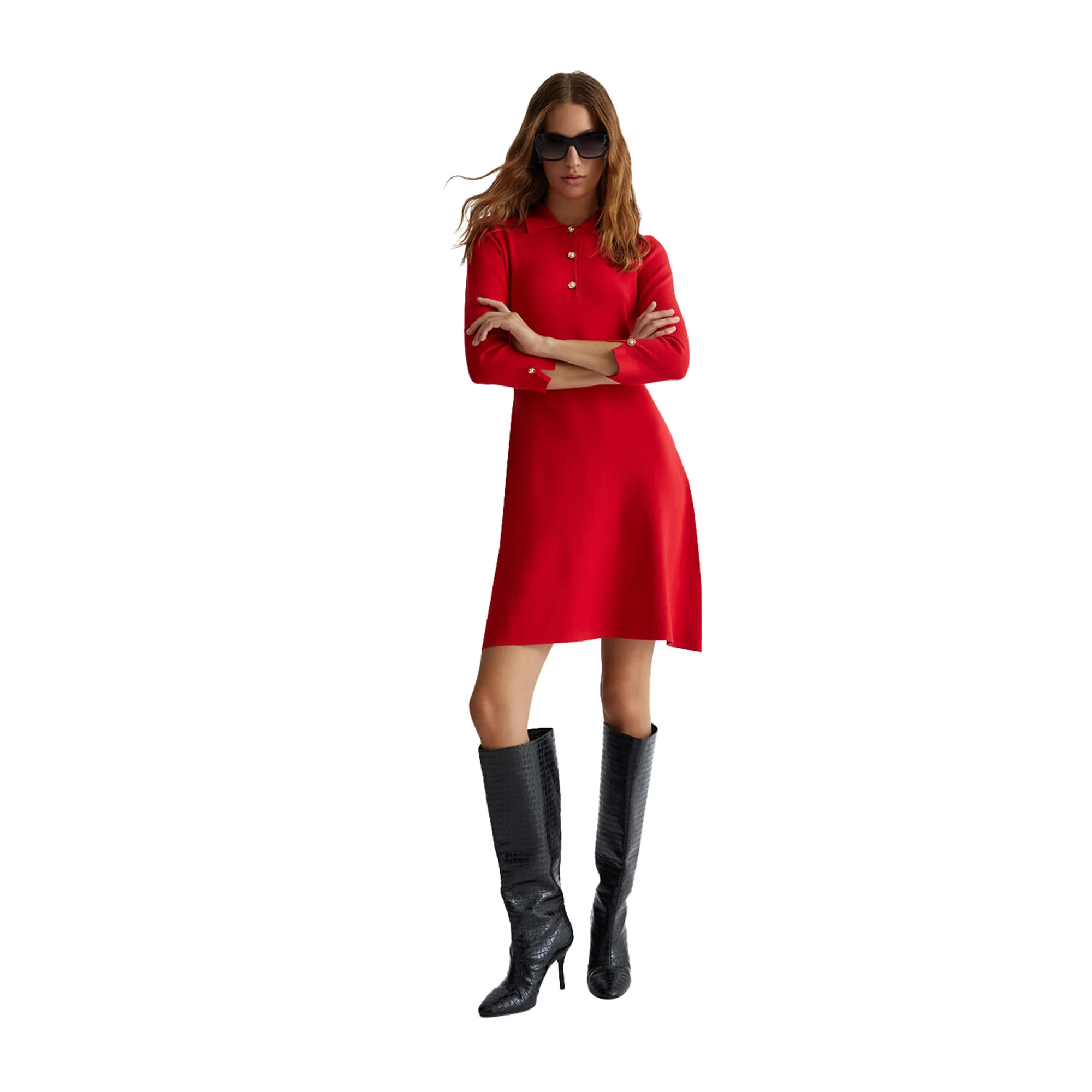 Abito corto Donna in maglia con bottoni gioiello - Image 7