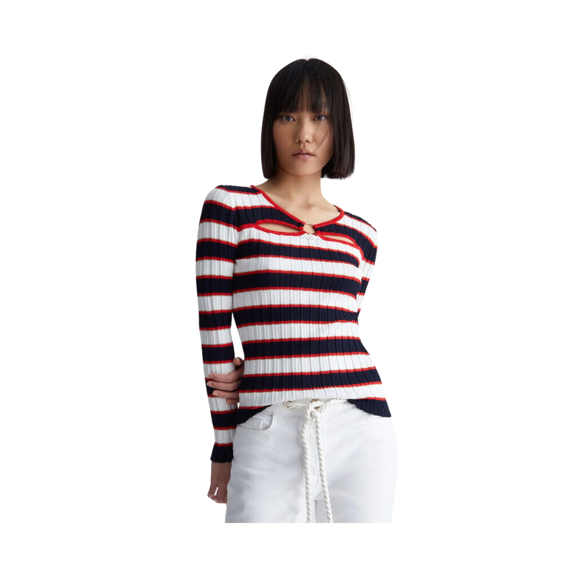 Maglia Donna a righe con cut out - Image 2