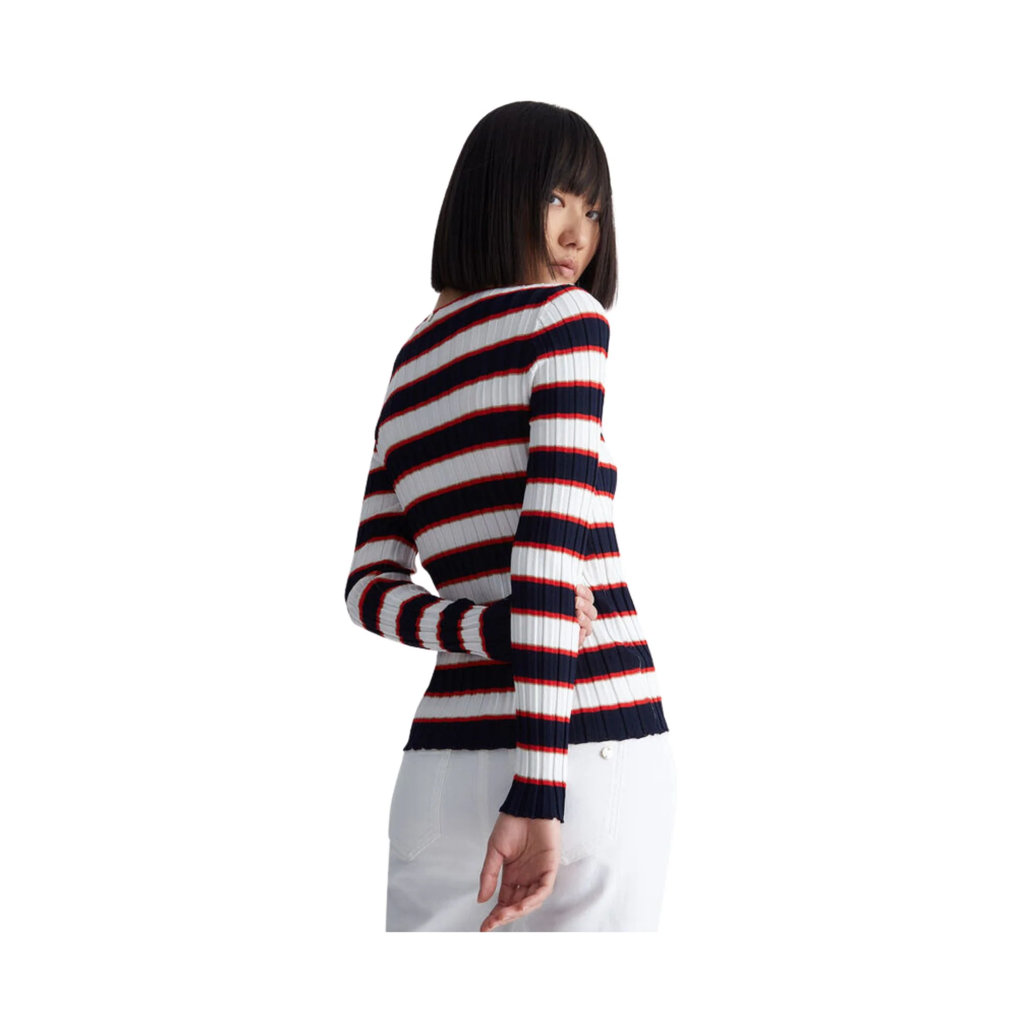 Maglia Donna a righe con cut out - Image 3