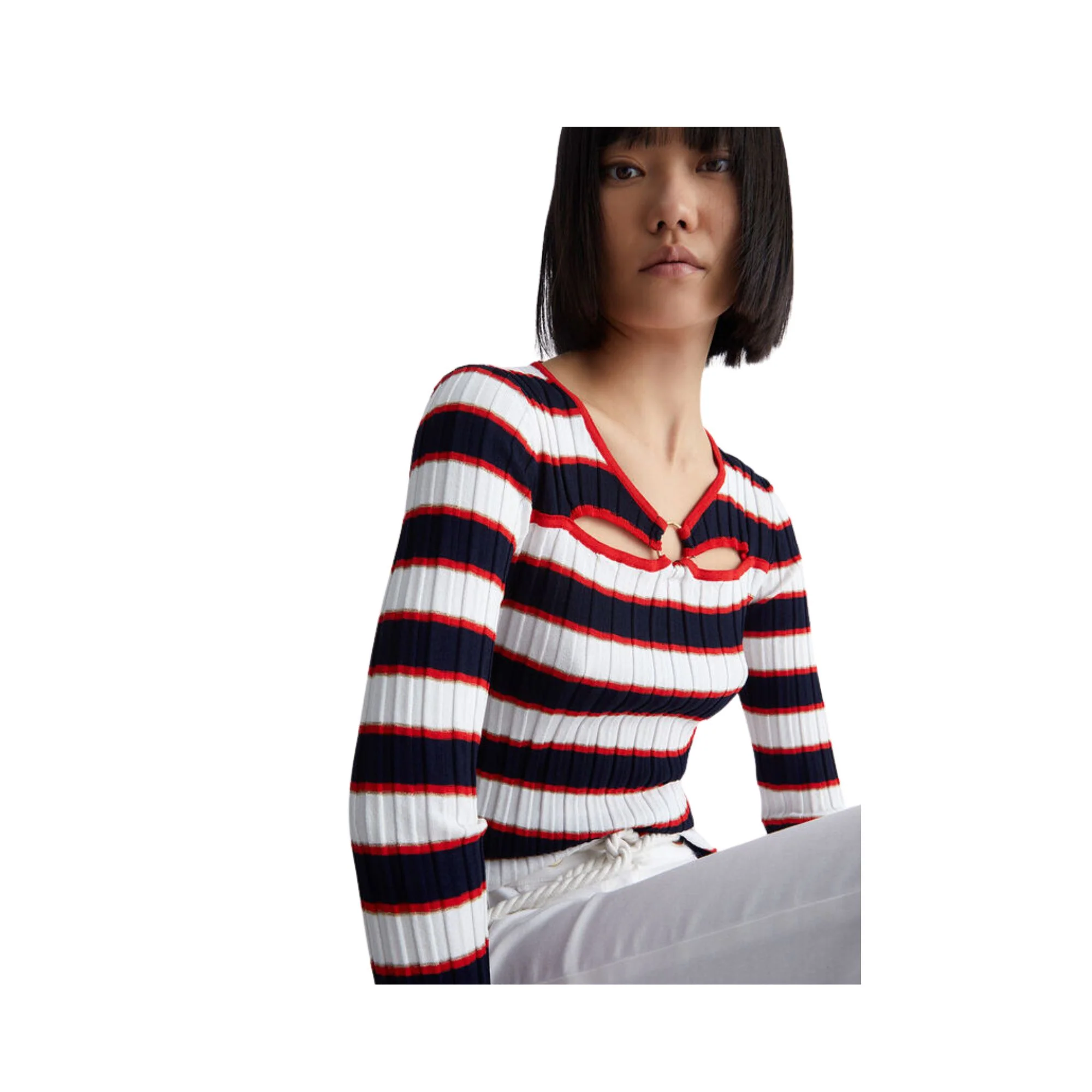 Maglia Donna a righe con cut out - Image 4