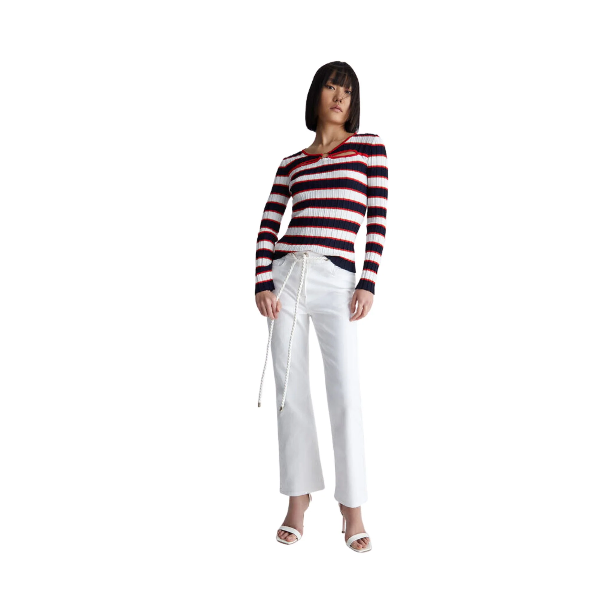 Maglia Donna a righe con cut out - Image 5