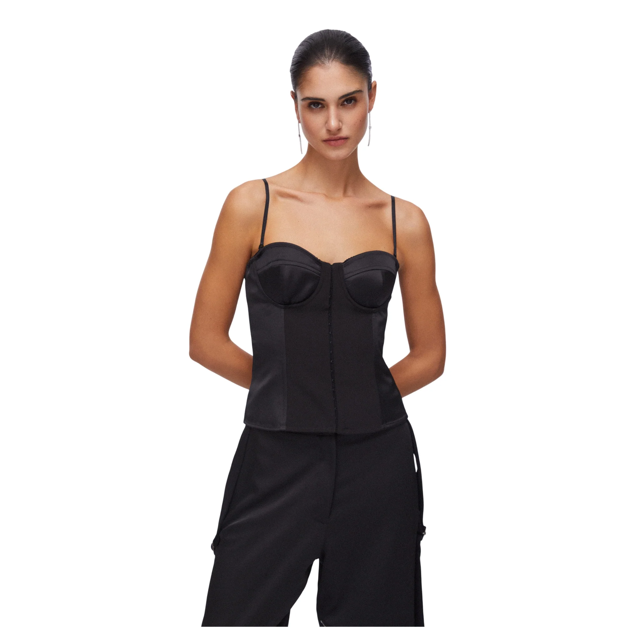 Top Bustiera Donna in raso nero - Image 2