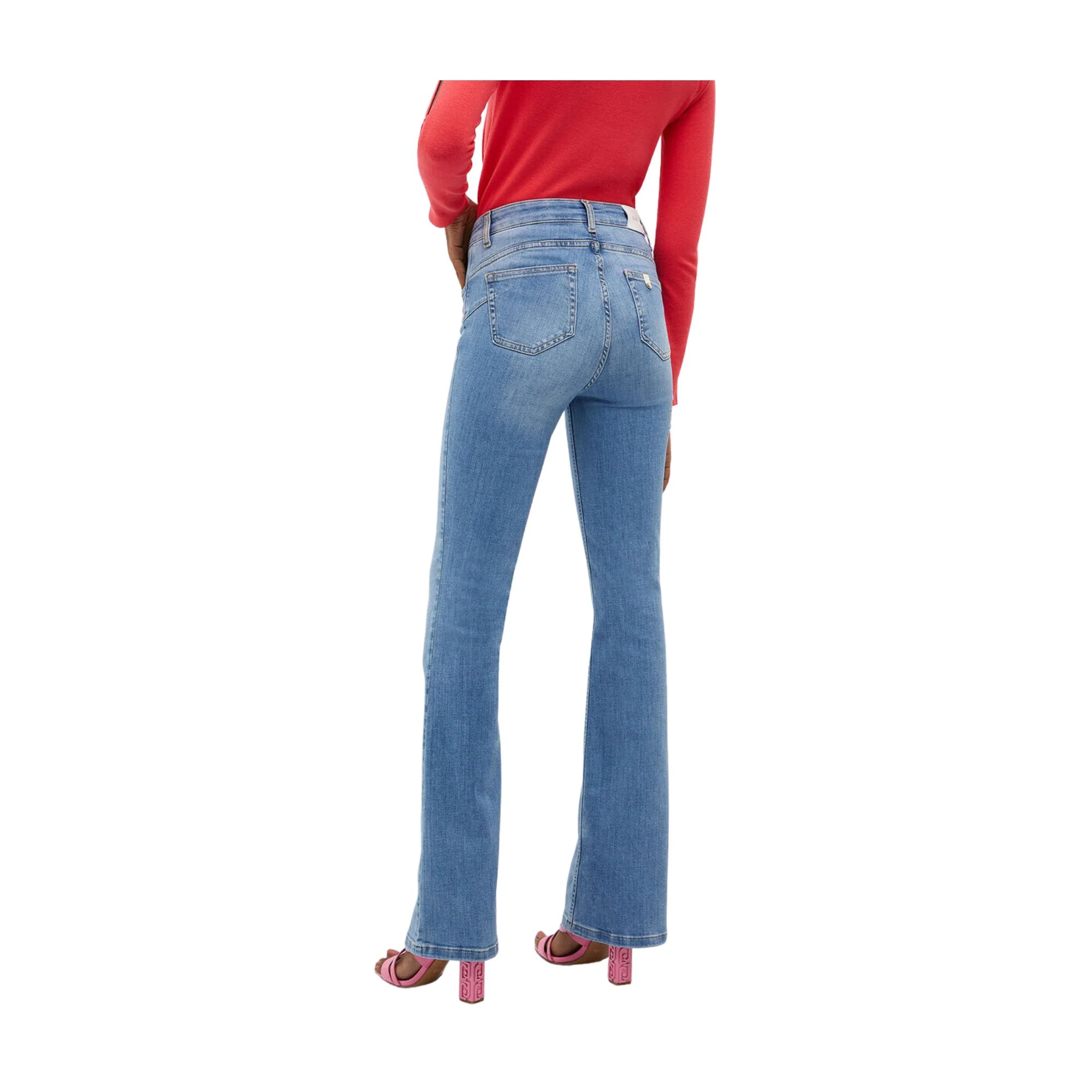 JEANS FLARE VITA ALTA - DENIM BLU SCURO - Image 3