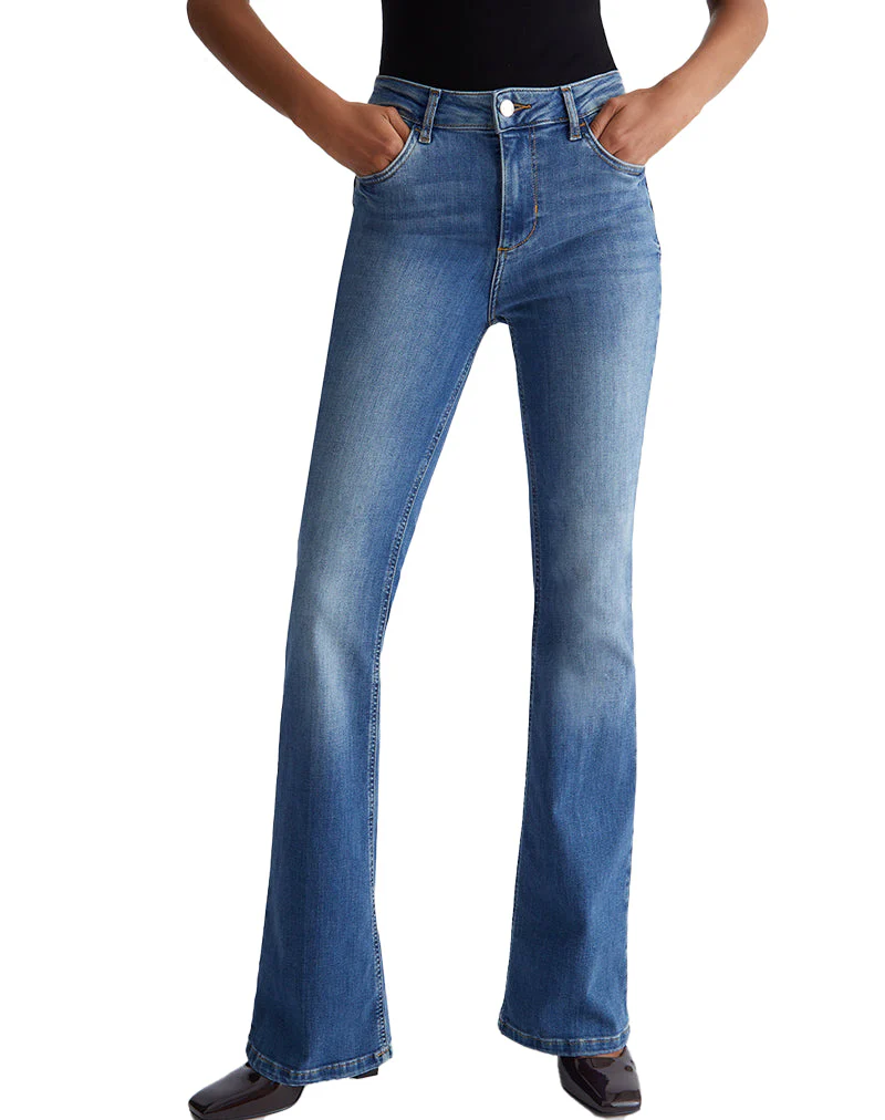 JEANS FLARE VITA ALTA - DENIM BLU SCURO - Image 4