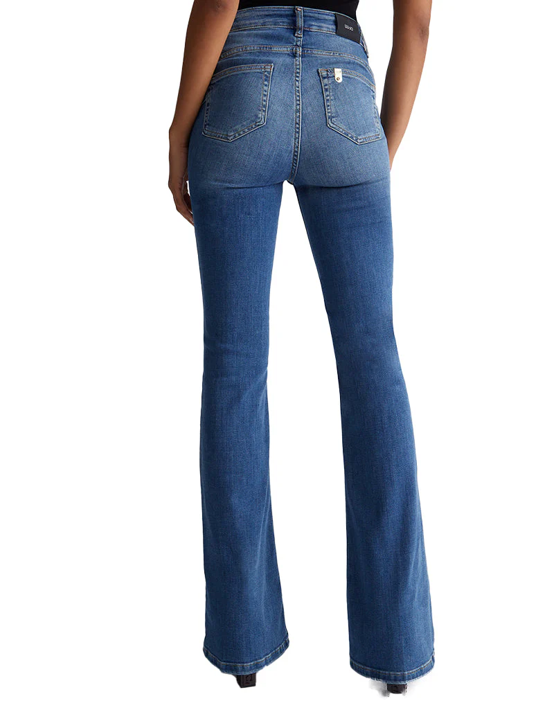 JEANS FLARE VITA ALTA - DENIM BLU SCURO - Image 5