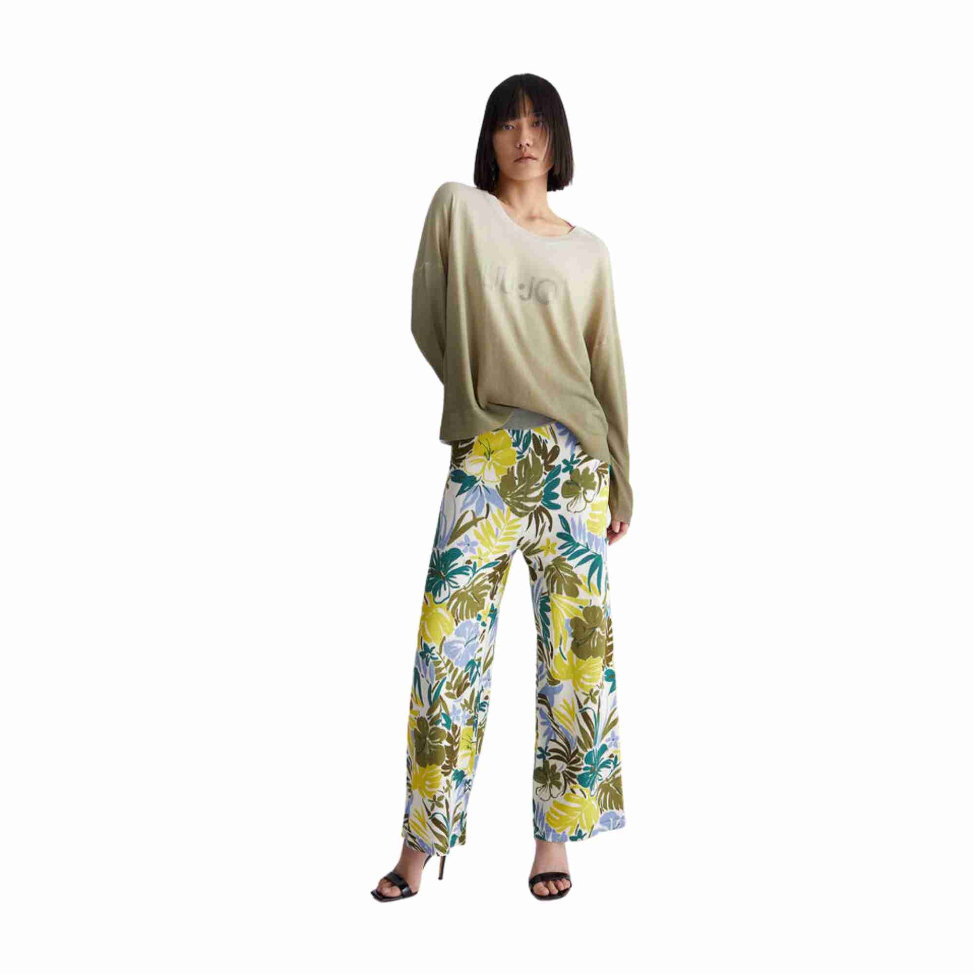Pantalone Donna con stampa floreale e inserti in lurex - Image 5