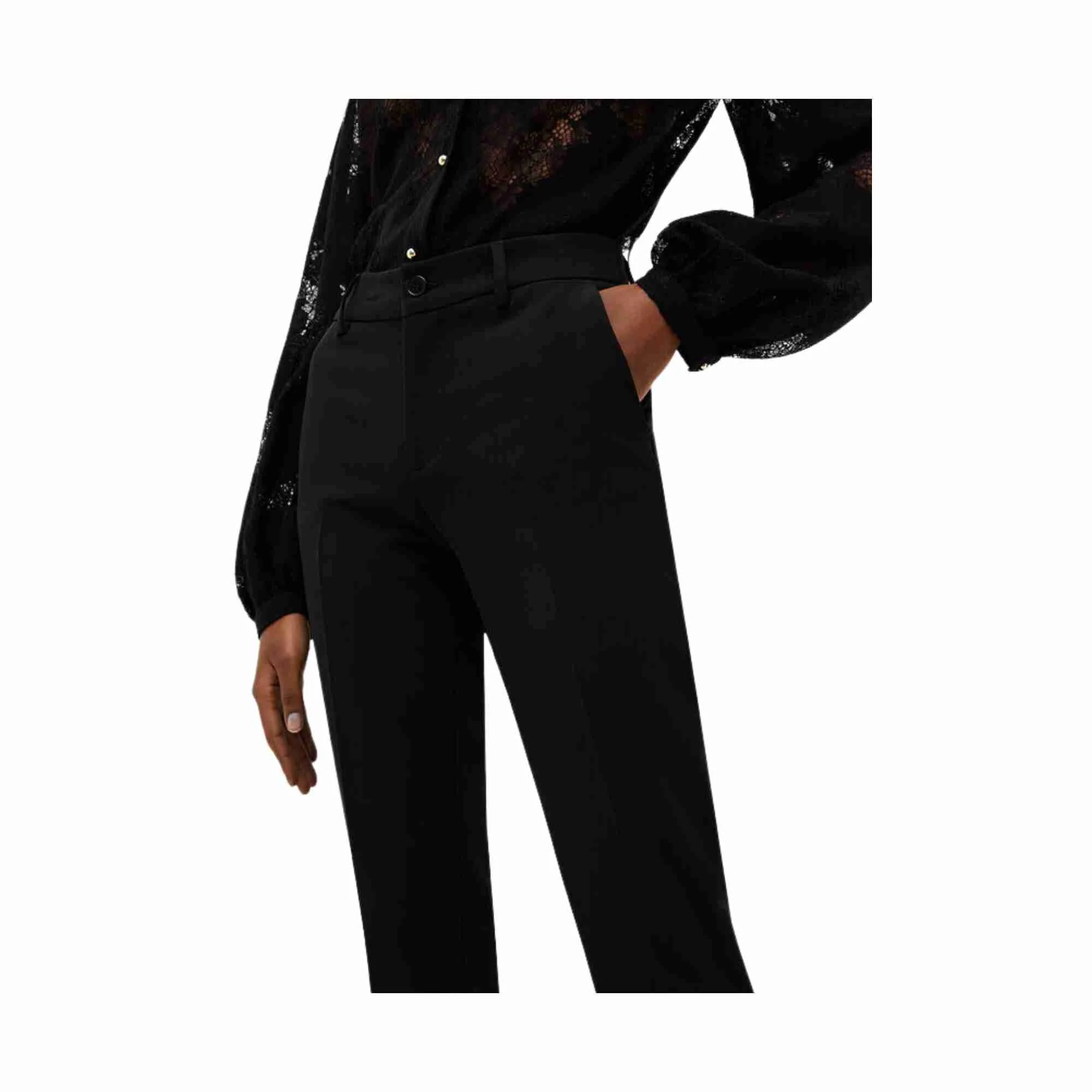 Pantaloni In Twill Stretch Donna - Nero - Image 4