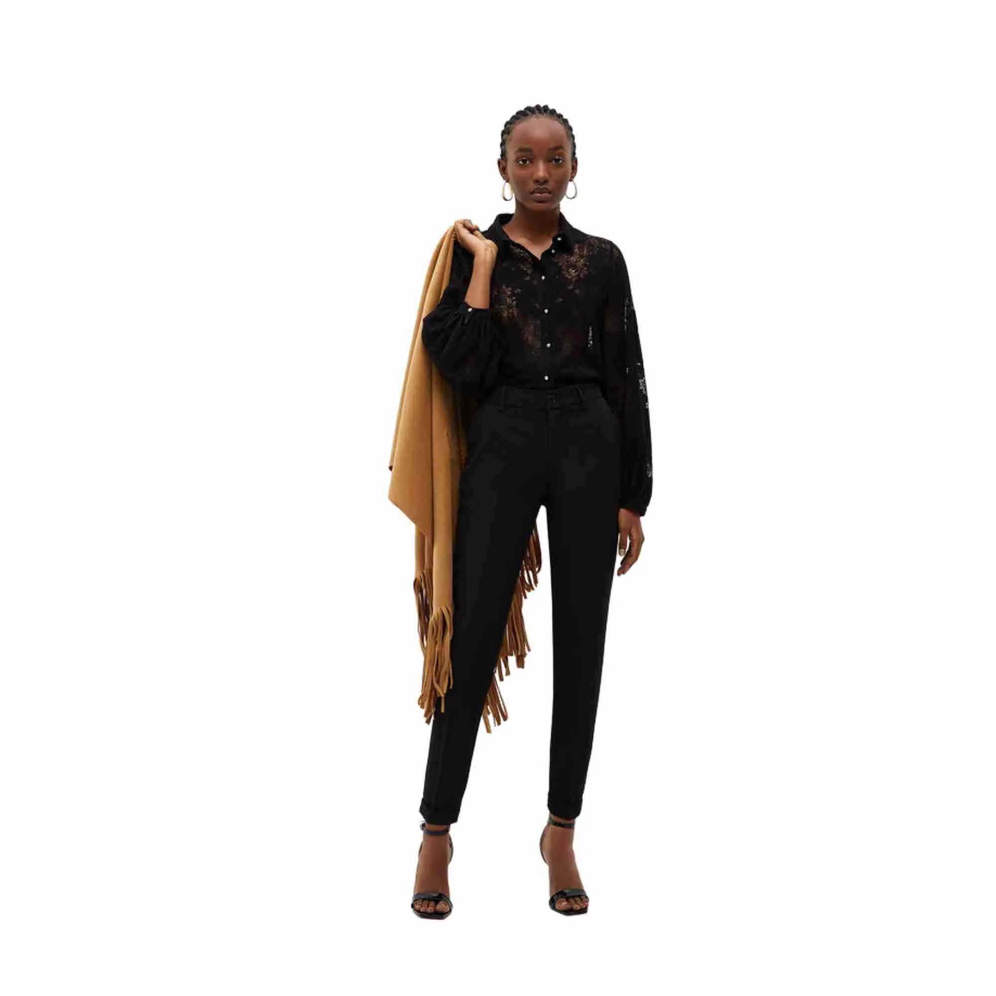 Pantaloni In Twill Stretch Donna - Nero - Image 5