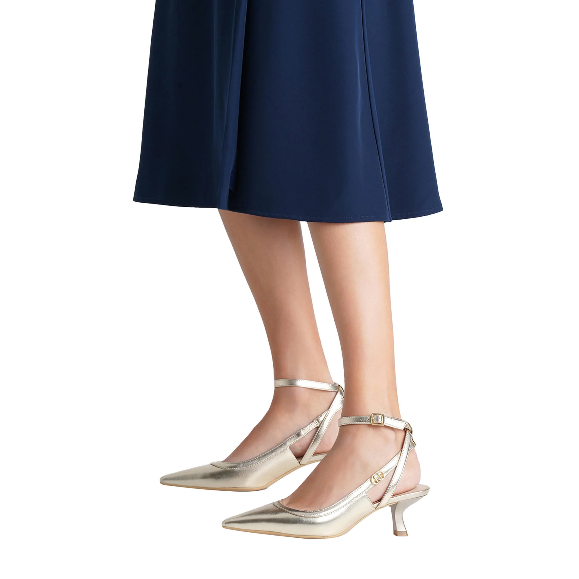 Slingback color oro con tacco basso - Image 5