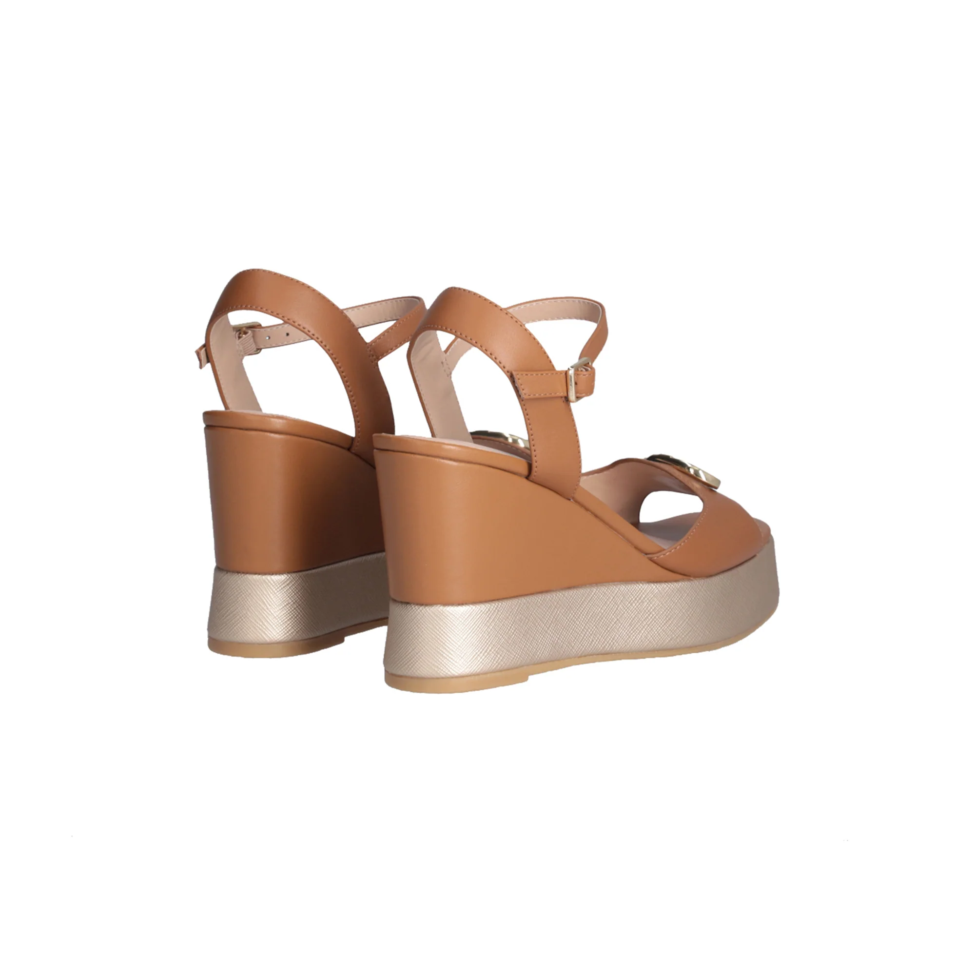 Sandali Zeppa donna in pelle marrone - Image 3