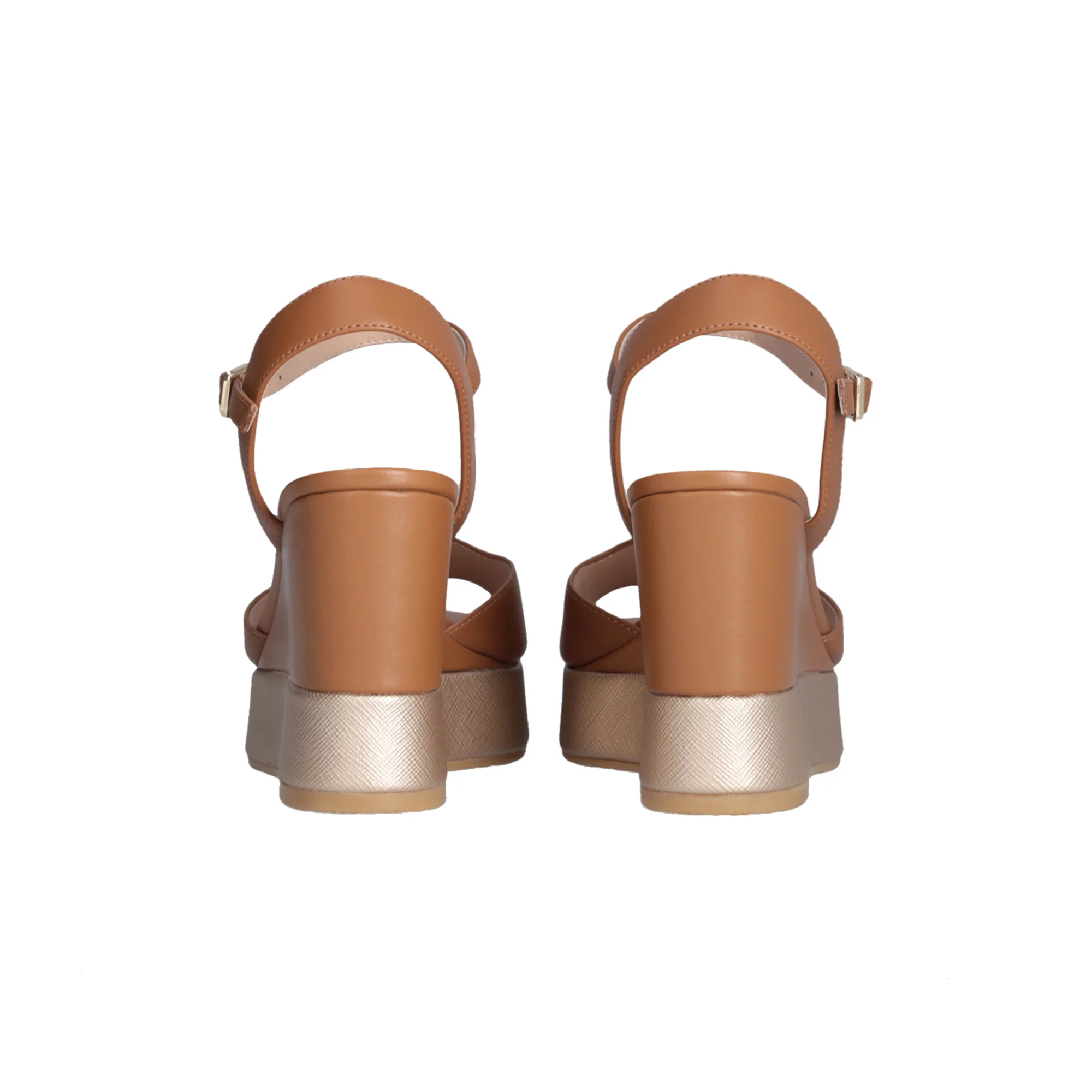 Sandali Zeppa donna in pelle marrone - Image 4