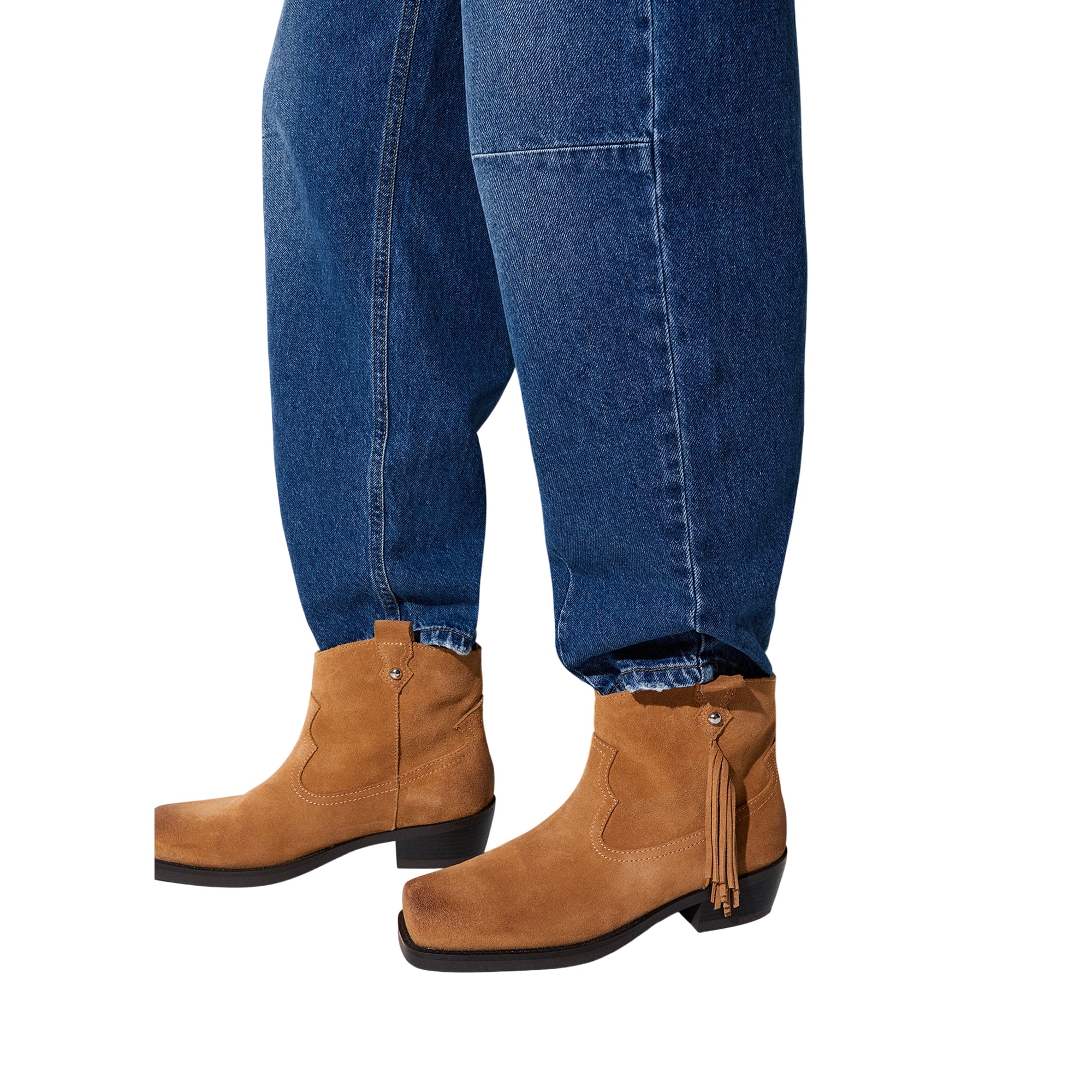Stivaletti texani Donna in suede con frange - Image 4