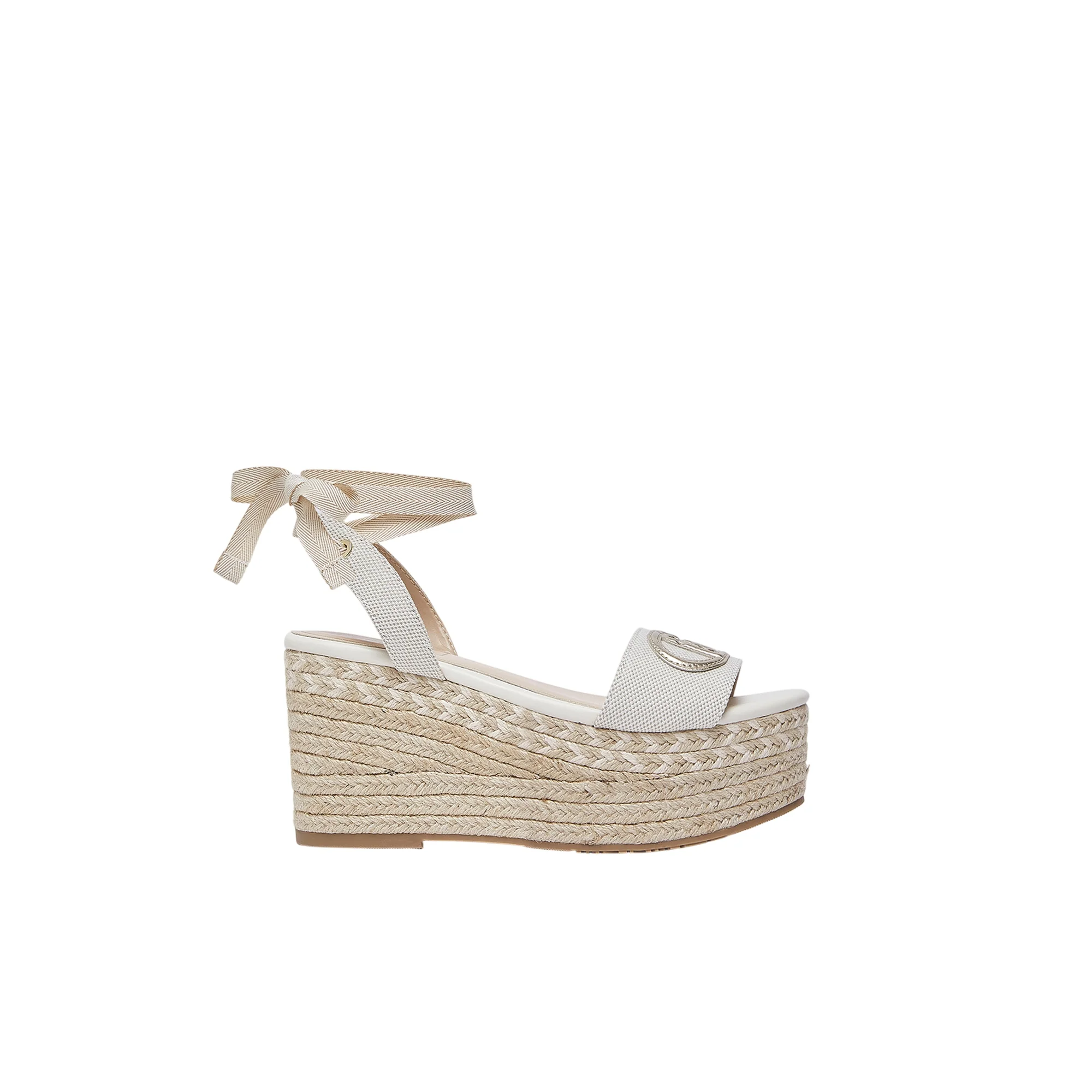 Sandali a zeppa con logo monogram in bianco