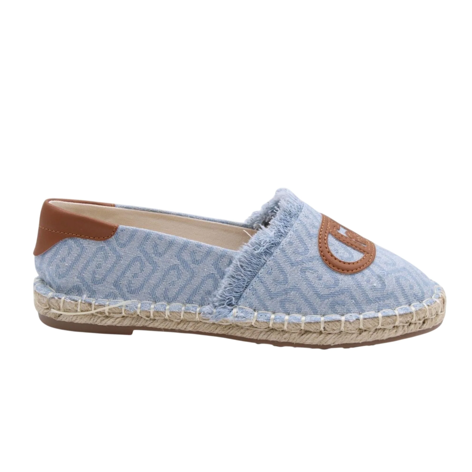 Espadrillas in denim jacquard in azzurro