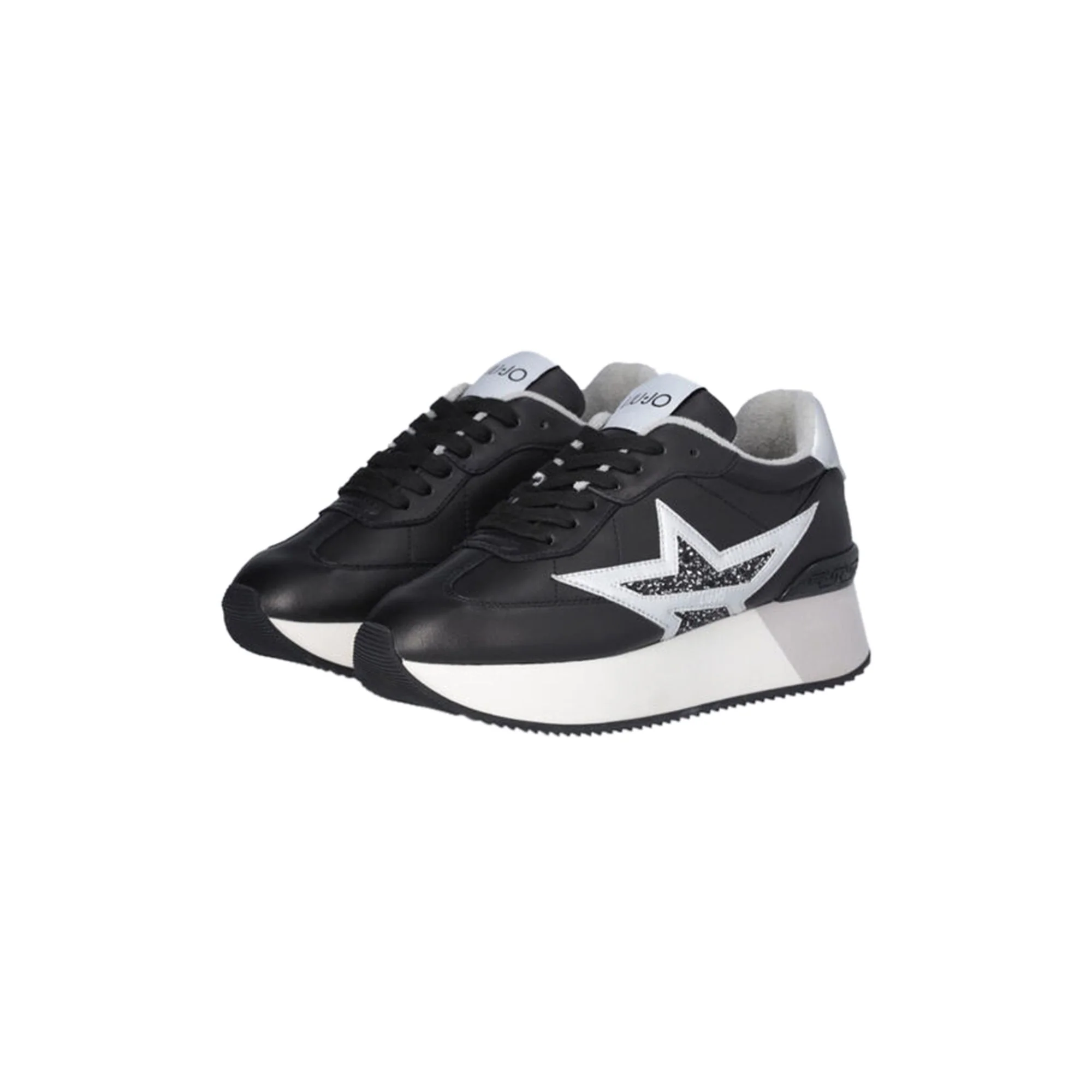SNEAKERS DONNA CON PLATFORM IN MISTO PELLE - NERO - Image 2