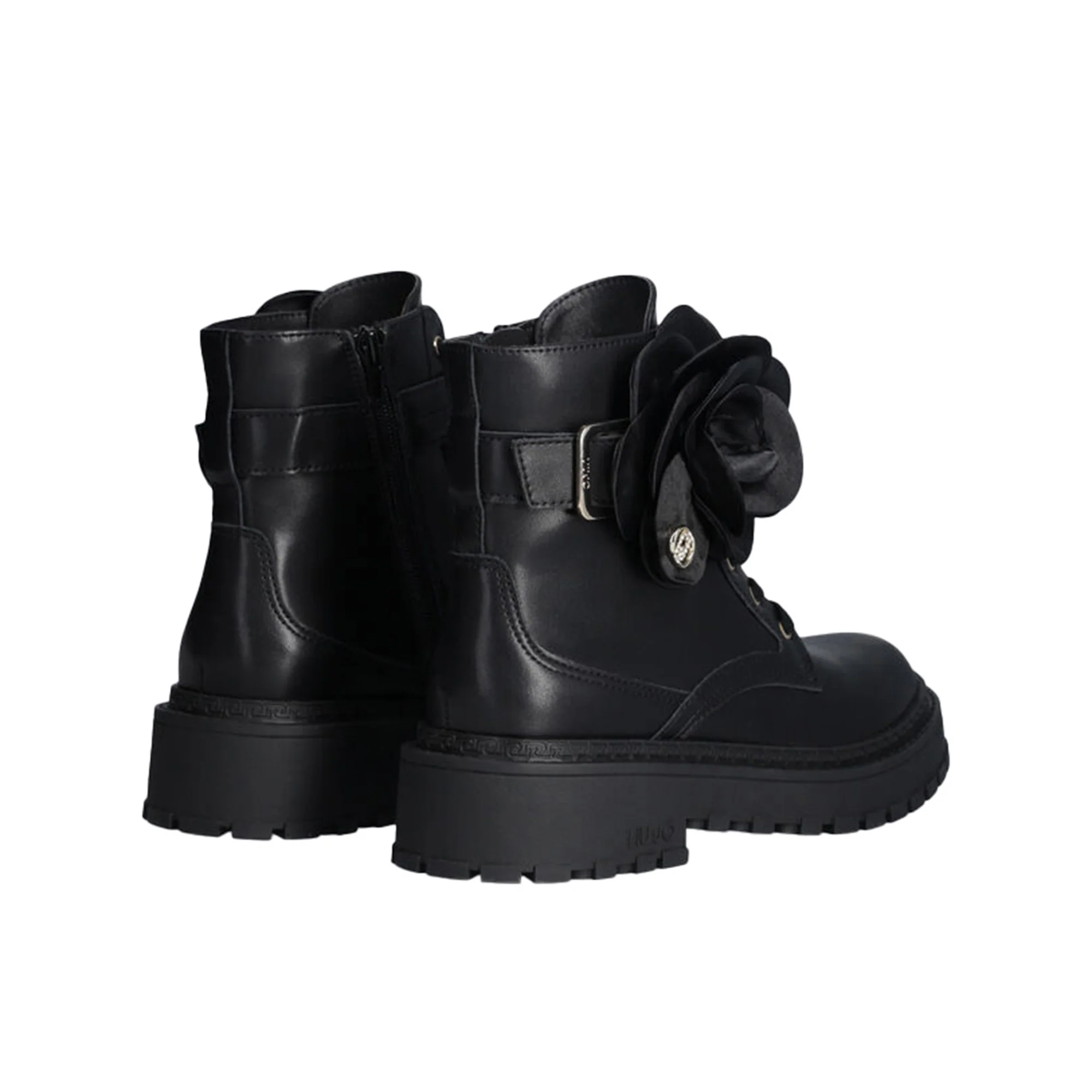 Anfibi Donna in pelle con fiore Nero - Image 5