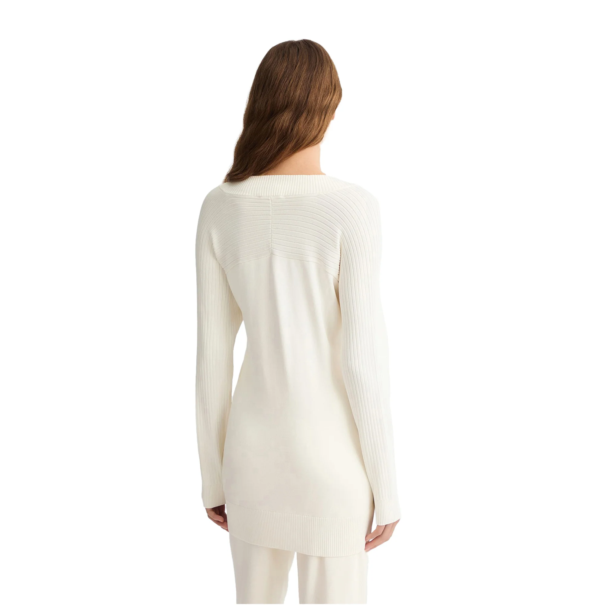 Cardigan Donna in maglia con zip Bianco - Image 3