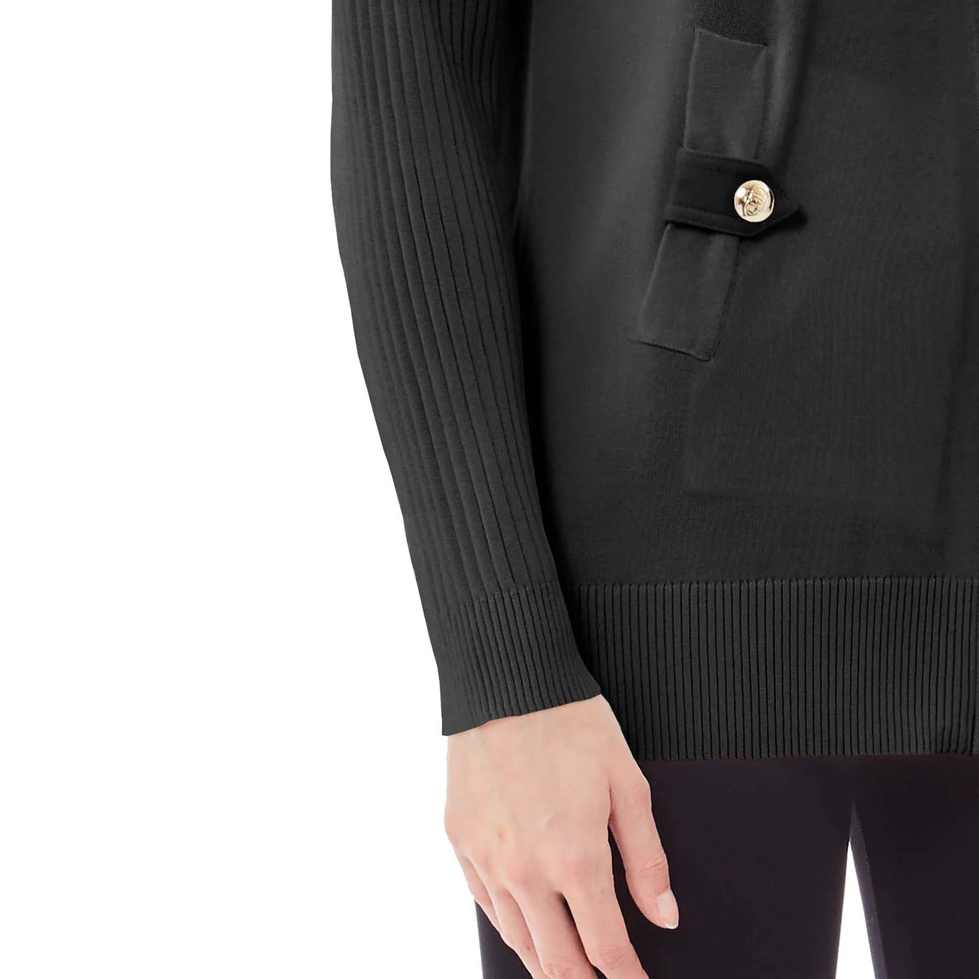 Cardigan Donna in maglia con zip Nero - Image 3