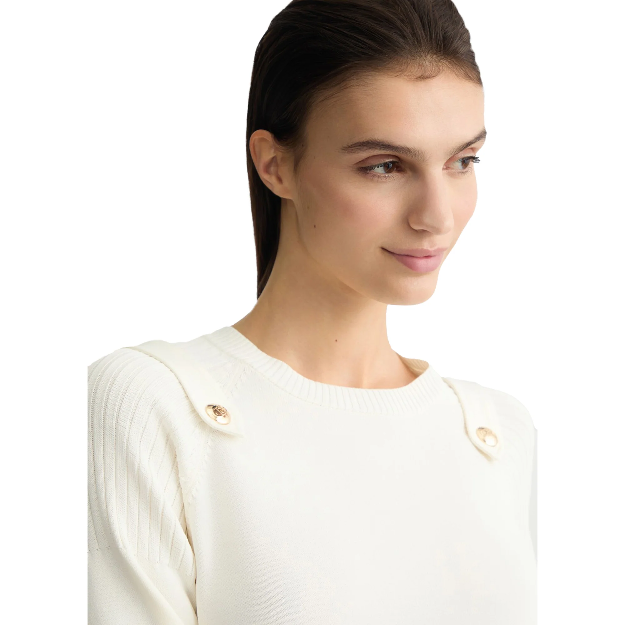 Maglia Donna Bianca con bottoni logati - Image 4